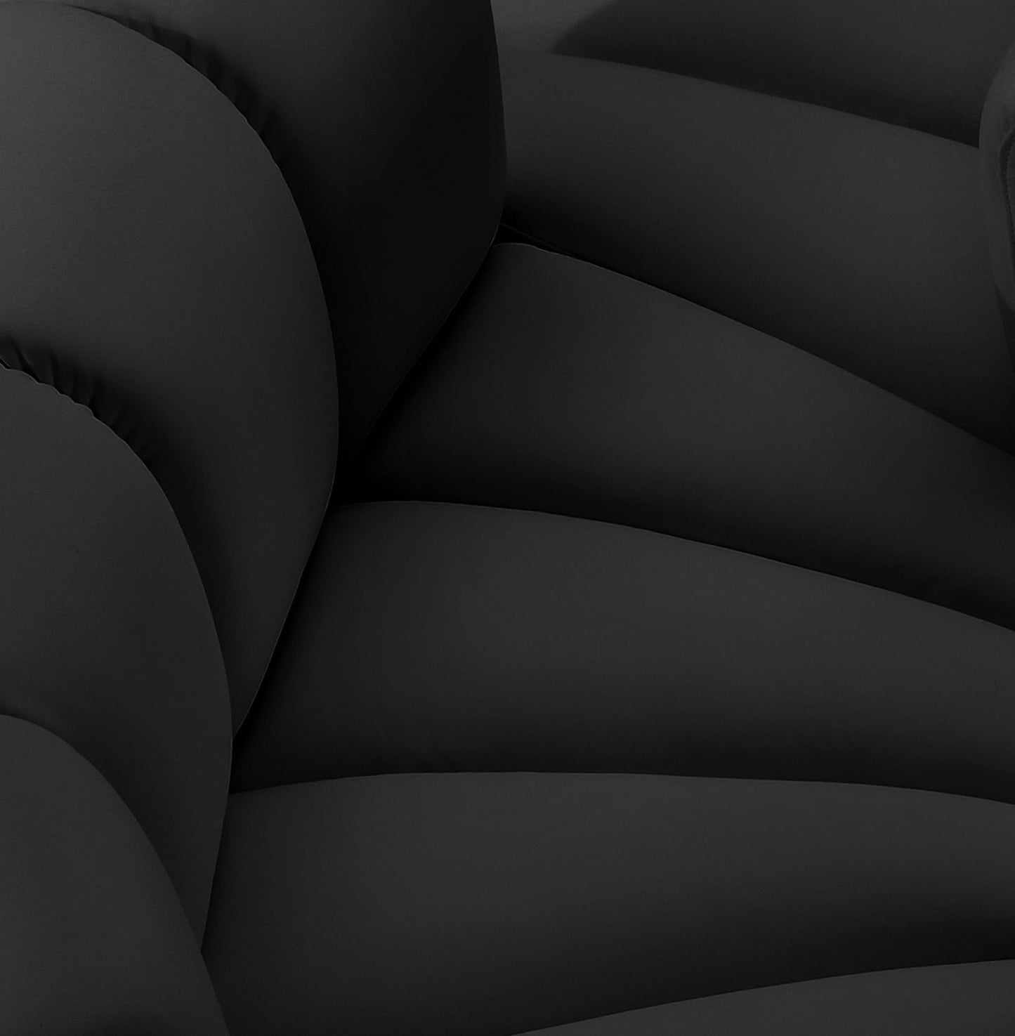Meridian Furniture 101Black-S2A Arc Collection Modern | Contemporary Modular Sofa with Soft Black Vegan Leather, Deep Channel Tufting, Modular Design, 60" W x 31" D x 30" H, Black