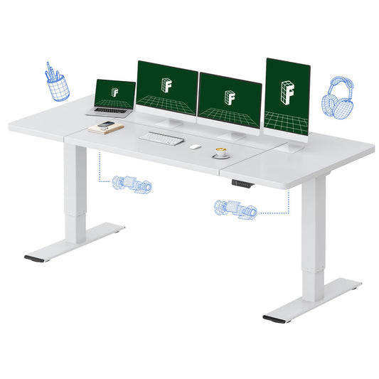 FLEXISPOT 79"x32" Large Dual Motor Electric Standing Desk, White - 198 LBS Heavy-Duty Capacity, Ideal for Home Office, Creative Studio, or Multi-Monitor Setup