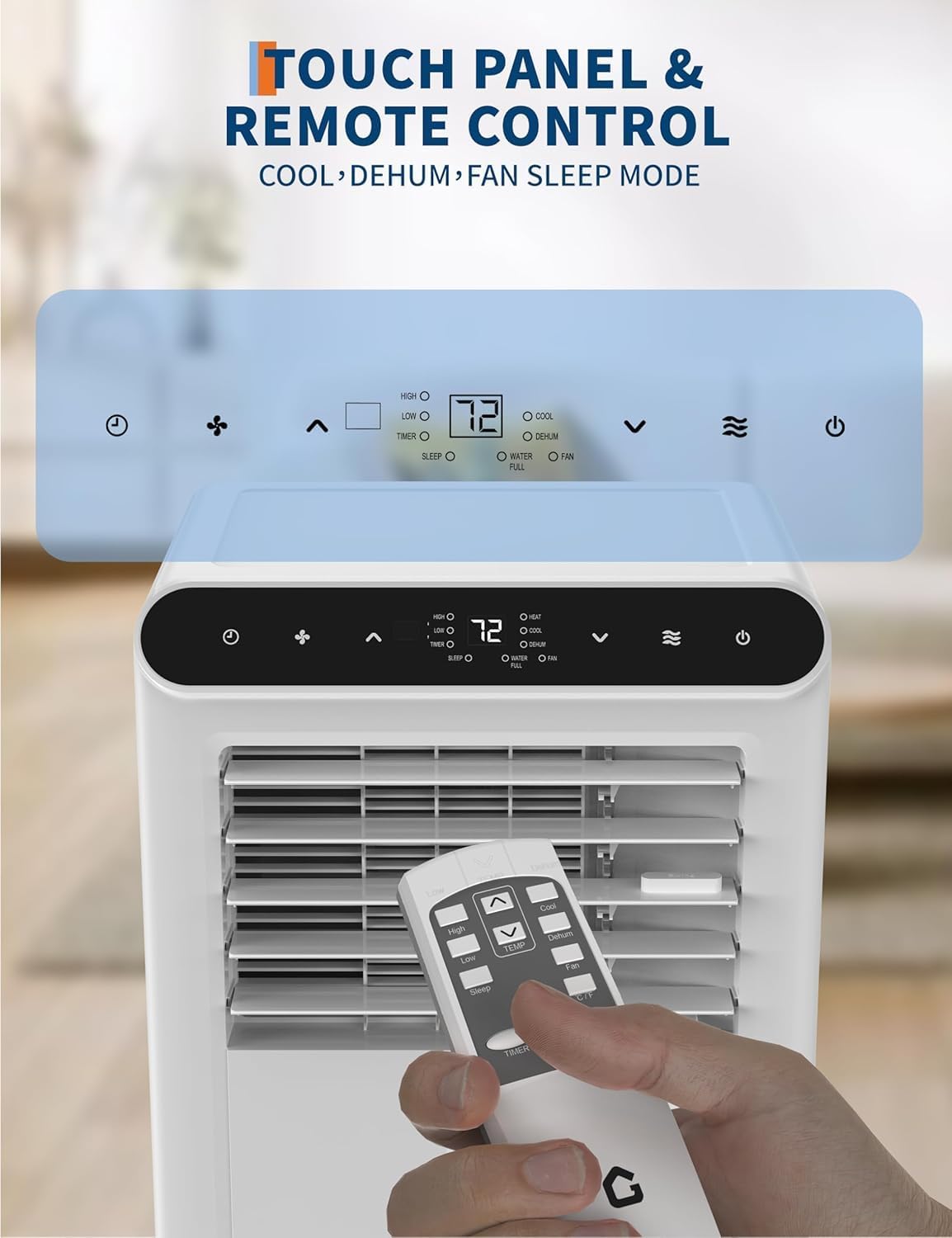 Garvee 10,000 BTU Portable Air Conditioner, 3-in-1 Portable AC Unit with Cool, Dehumidifier & Fan Modes, Covers Rooms up to 450 sq.ft, Sleep Mode, Remote Control, Timer & Full Window Kit