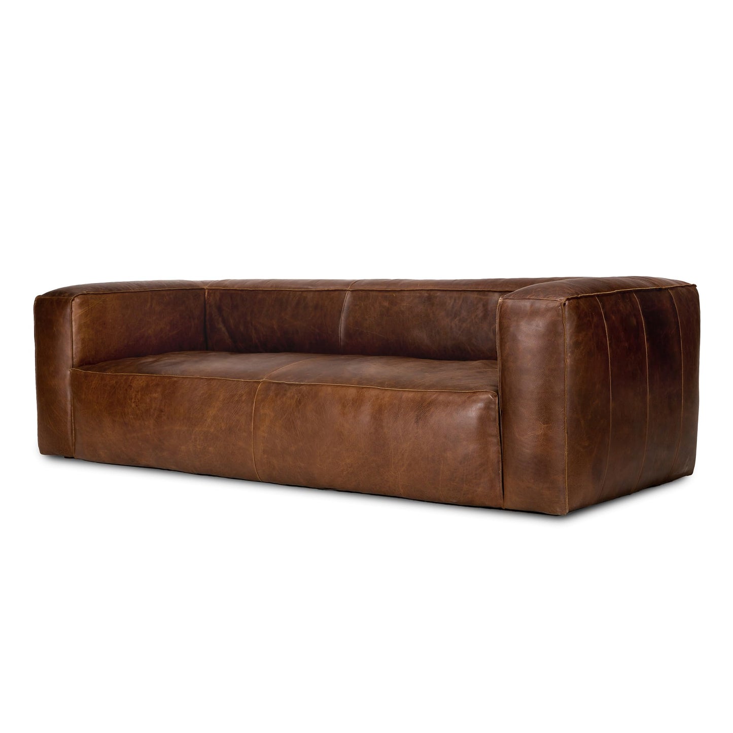 Valencia Graz Leather Wide Sofa 92" | Premium Full Semi-Aniline Leather | Modern Wide Couch with Unique Variations, Legless Design for Living Room, Chocolate