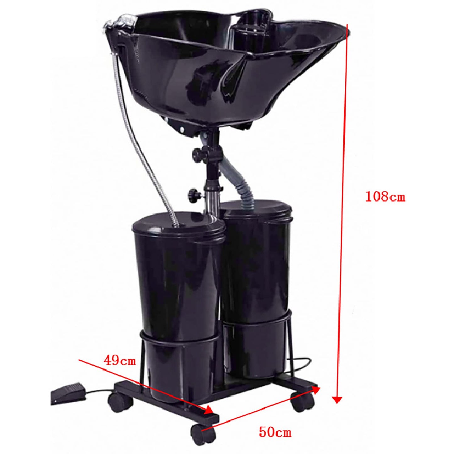 Shampoo Bowl, Portable Hairdressing Backwash Unit Salon Wash Hair Basin Sink with Electric Pump and 2 10 L Tanks Buckets, height and angle adjustable, Ideal for Barber Shops, Elderly & Maternity