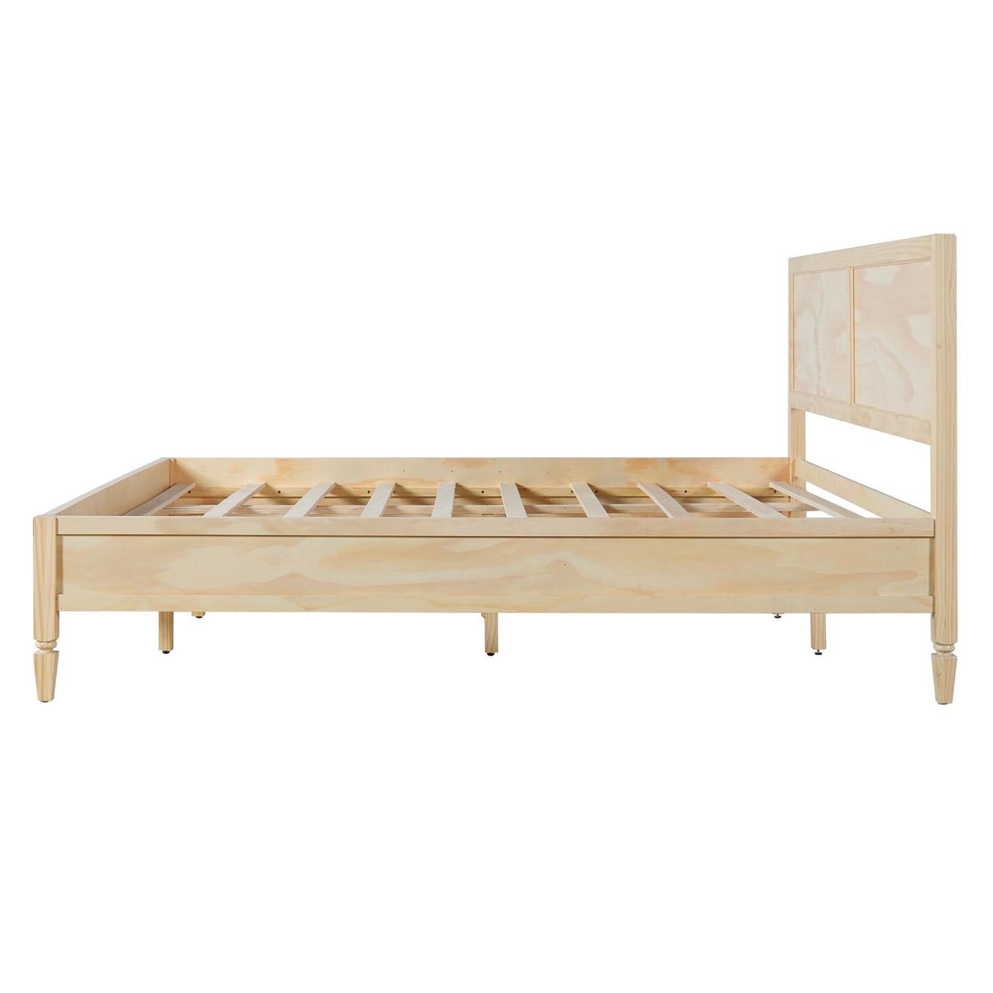 Merax Queen Size Wood Platform Bed, Rustic Farmhouse Bed Frame with Tall Panel Headboard, Wooden Slats Support, Under-Bed Storage Space, No Box Spring Needed, Easy Assembly, Natural