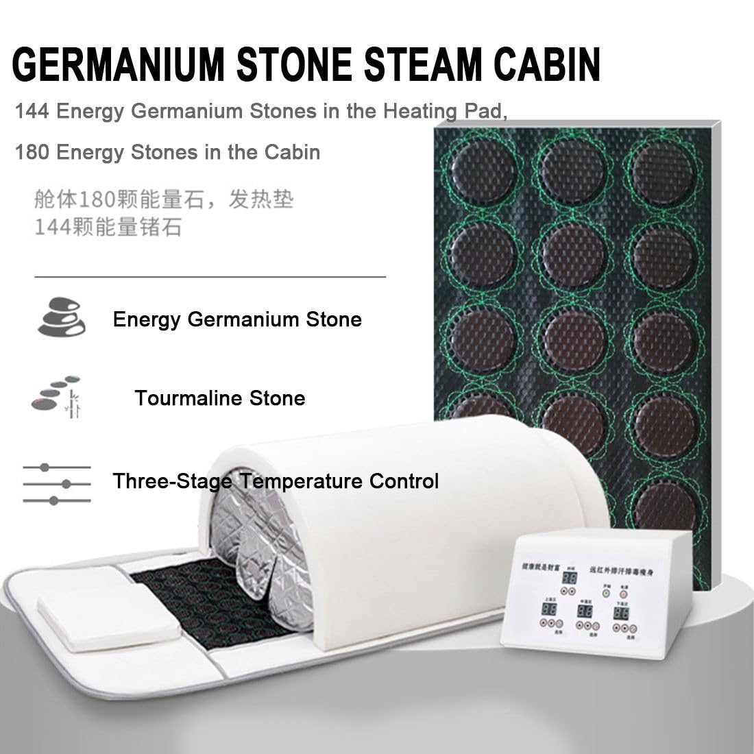 piudoiliy Infrared Sauna Dome, Near Zero EMF Function, 1200W, Portable Home Sauna with Therapeutic Jade Stones, Infrared Photon Light (White)