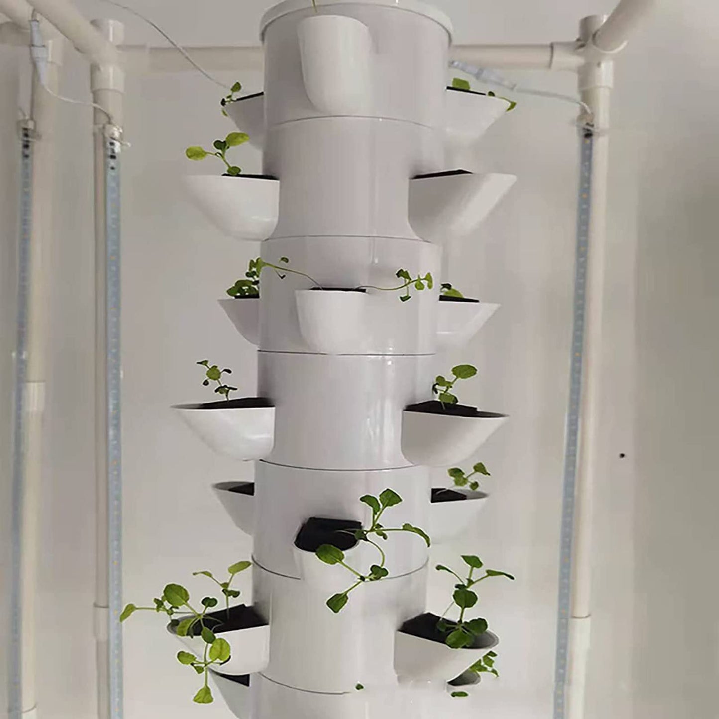 45 Pots Hydroponics Tower Set,Aquaponics Grow System,Vertical Farming Aeroponic Tower Equipment for Indoor Herbs,with Hydrating Pump, Timer