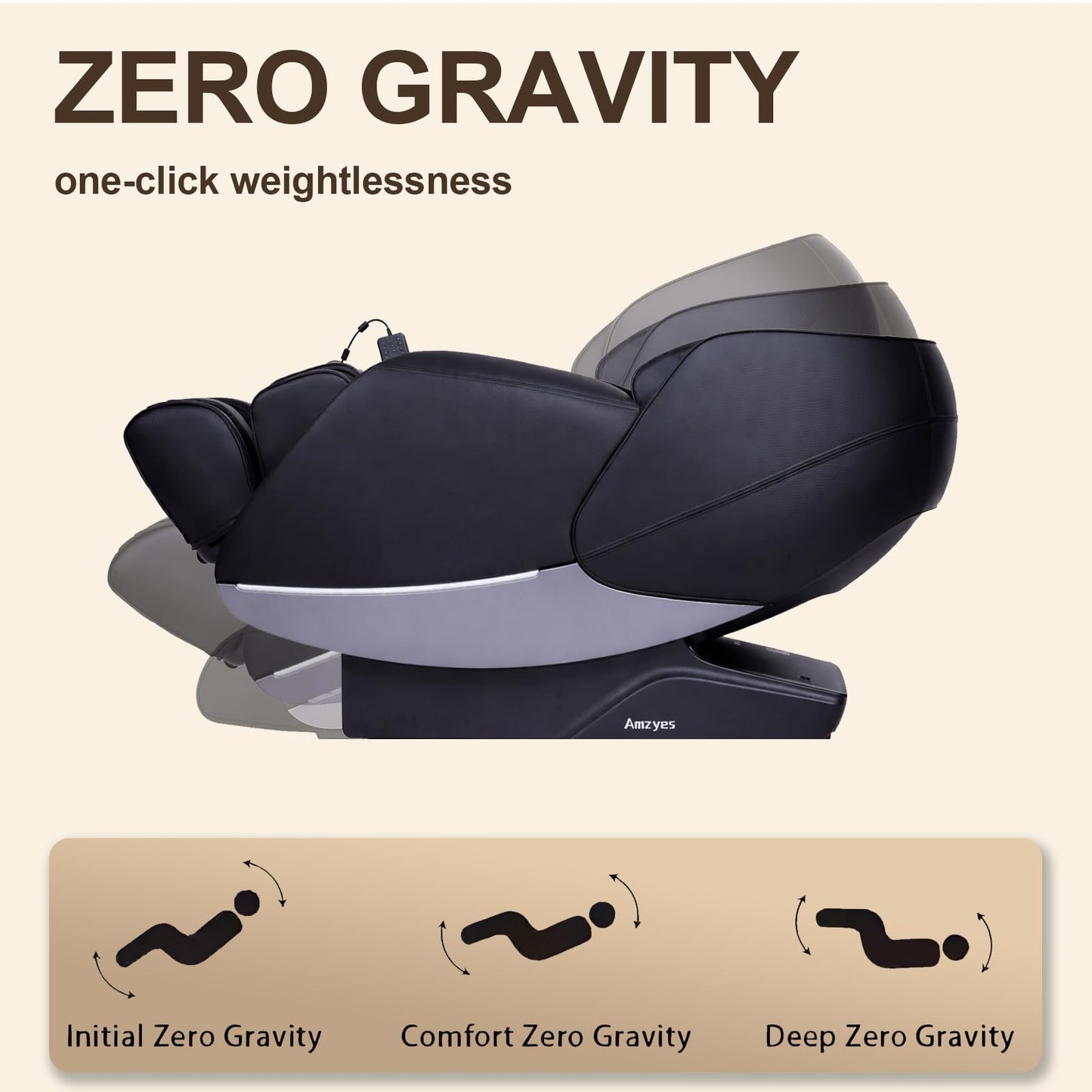 Amzyes 2026 4D Massage Chair Full Body, 17 Modes Zero Gravity Shiatsu Massage Chair with Yoga Stretch, 53.15 in SL Track, Back, Foot, Neck and Shoulder Massage, Bluetooth Speaker, Home, Black