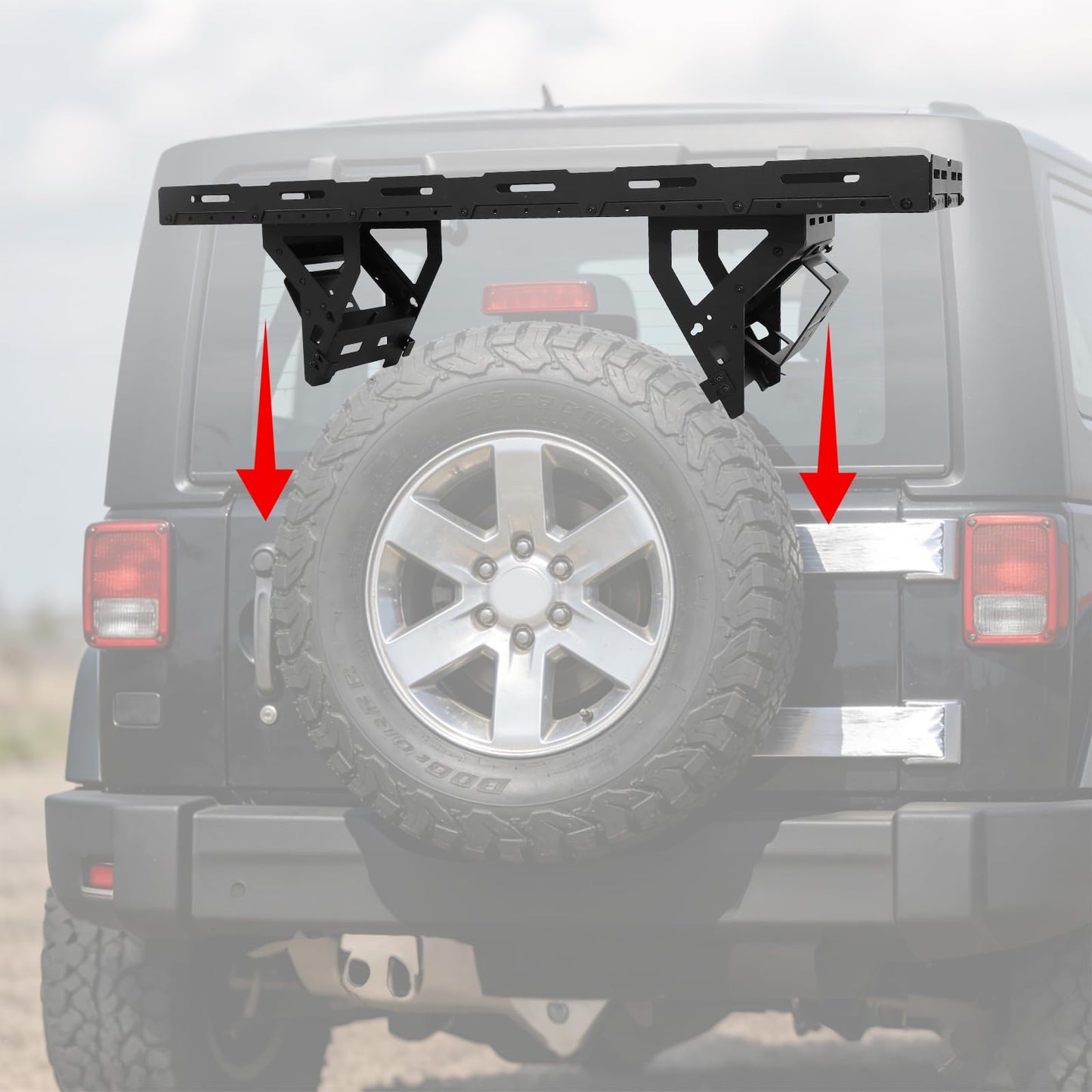 Spare Tire Utility Cargo Basket Storage Rack，for 30-40 Inch Tires，80 LBS Load Capacity, No-Drill Installation, Fit for 1976-2026 Jeep Wrangler JK JL TJ YJ CJ, Ford Bronco, RV & SUV Camping Gear Mount