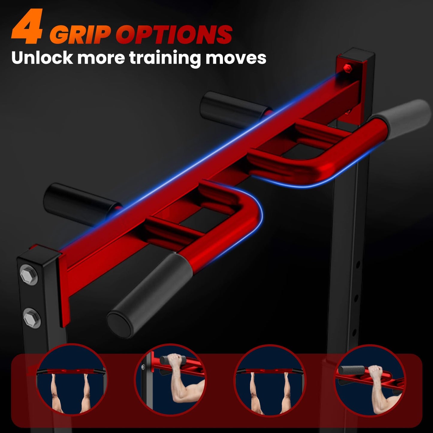 WATBKHE Power Tower Pull Up Dip Station Pull Up Bar Adjustable, Multifunction Home Gym, Strength Training Equipment, Triangular Design, 700LBS Weight Capacity Red