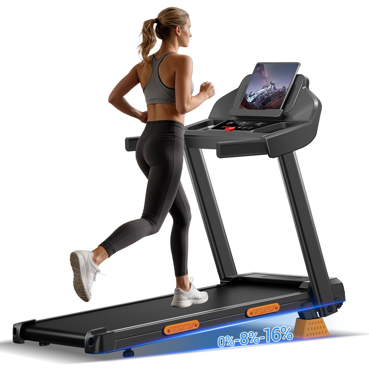 16% Treadmills for Home with Handle, 3 in 1 Portable Treadmill with Incline, Foldable Treadmill with Three Screen, 12 Preset Programs, 400LBS