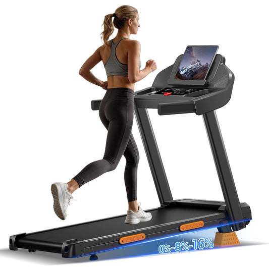 16% Treadmills for Home with Handle, 3 in 1 Portable Treadmill with Incline, Foldable Treadmill with Three Screen, 12 Preset Programs, 400LBS