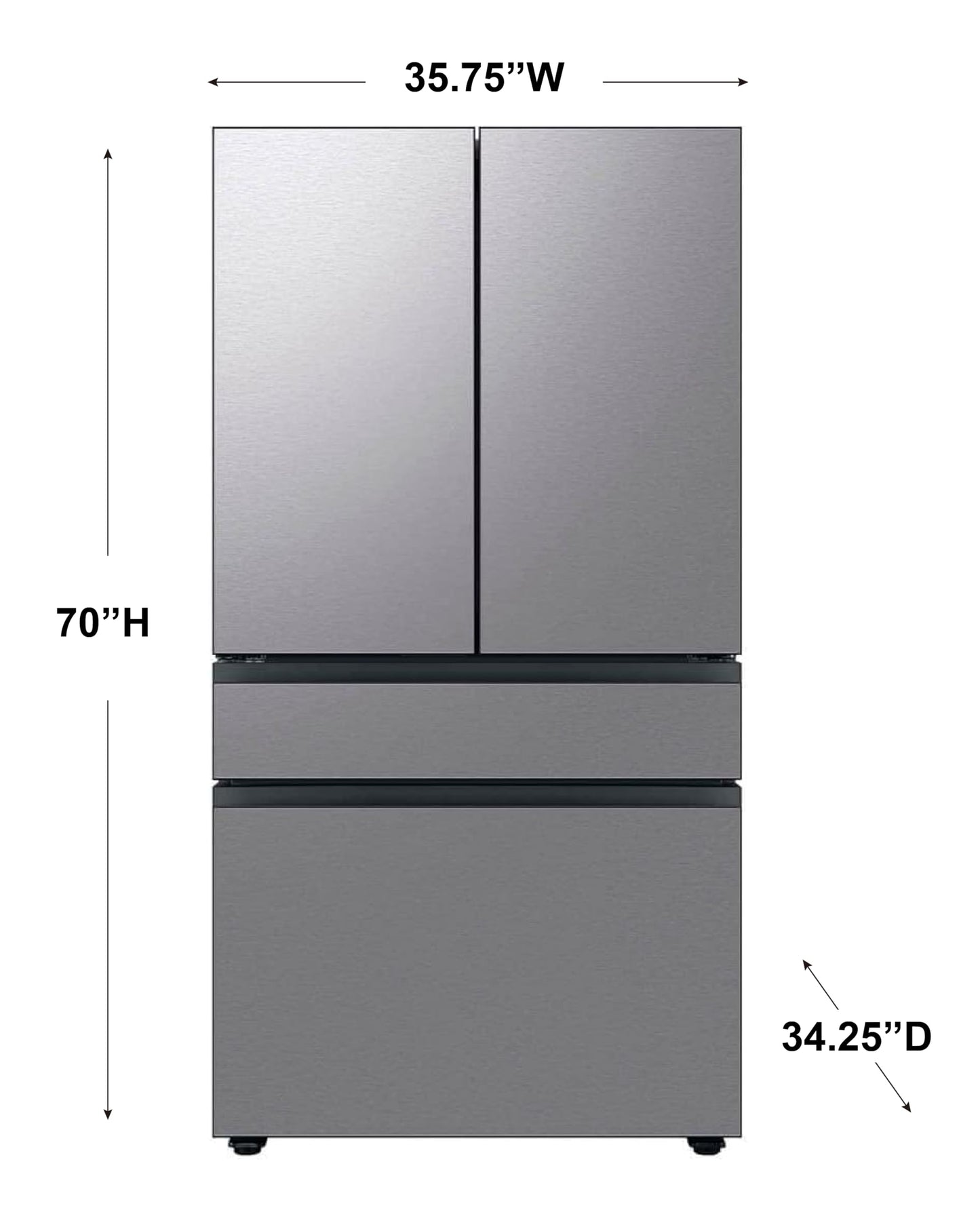 Samsung 29 Cu. Ft. Bespoke 4-Door French Door Refrigerator with Beverage Center, Stainless Steel, RF29BB8600QLAA