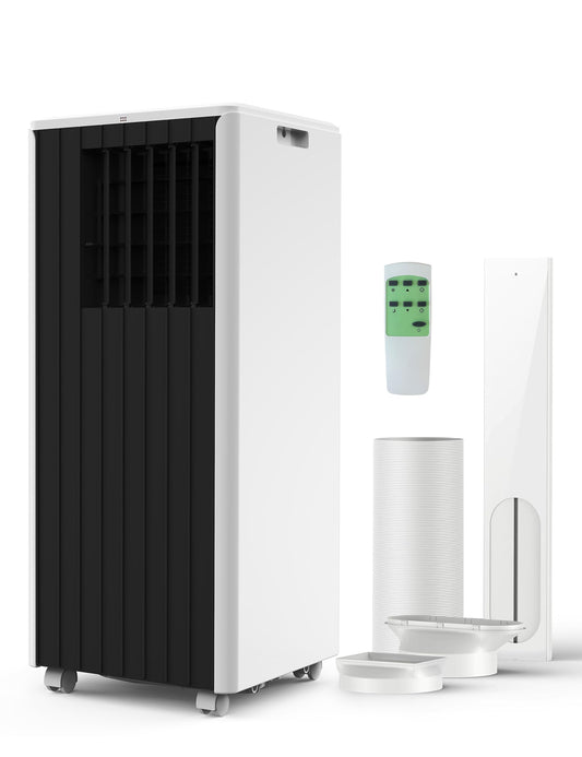 8000 BTU Portable Air Conditioner - 3 in-1 AC Unit Cools 350 Sq. Ft Rooms, Quiet 50 dB Operation w/Touch Control & Remote, Includes Window Kit & 24H Timer, Dehumidifier & Fan Modes for Bedroom, Black