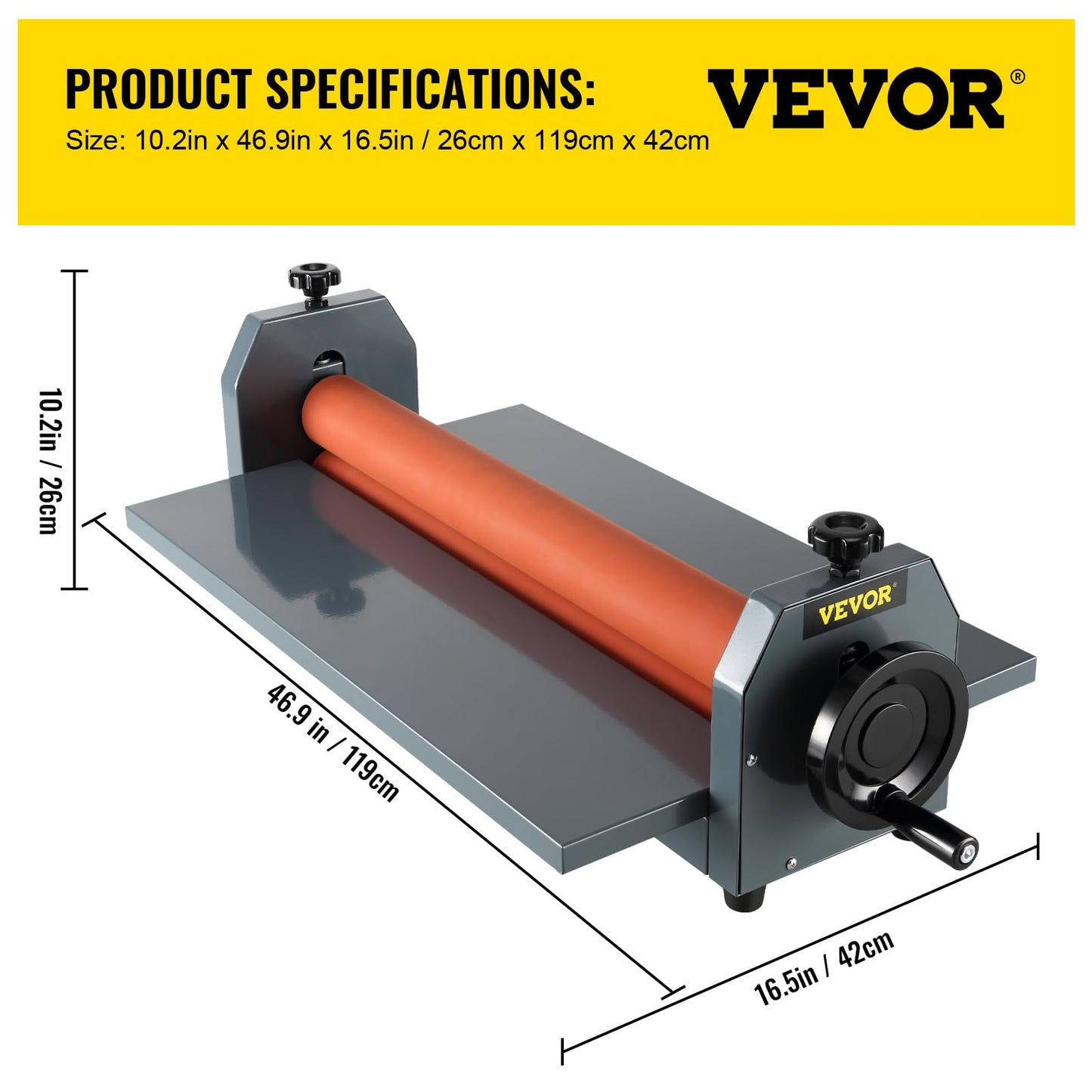 VEVOR 39 Inch Cold Laminator Machine 10mm Manual Vinyl Photo Film Cold laminator Hand Crank Pressure Cold Roll laminator（39Inch