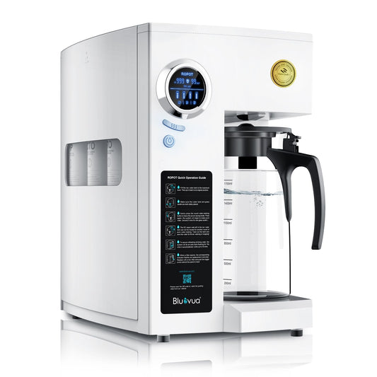 Bluevua RO100ROPOT Countertop Reverse Osmosis Water Filter System, Portable RO Filtration with Remineralization, No Installation, WQA Certified - ROPOT-UV, 6-Stage RO