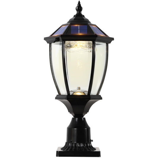 GYDZ Solar Outdoor Lamp Post Light, Dusk to Dawn, Waterproof, Aluminum, Black, Model 6531SE-BLACK, Ideal for Porch and Pathway