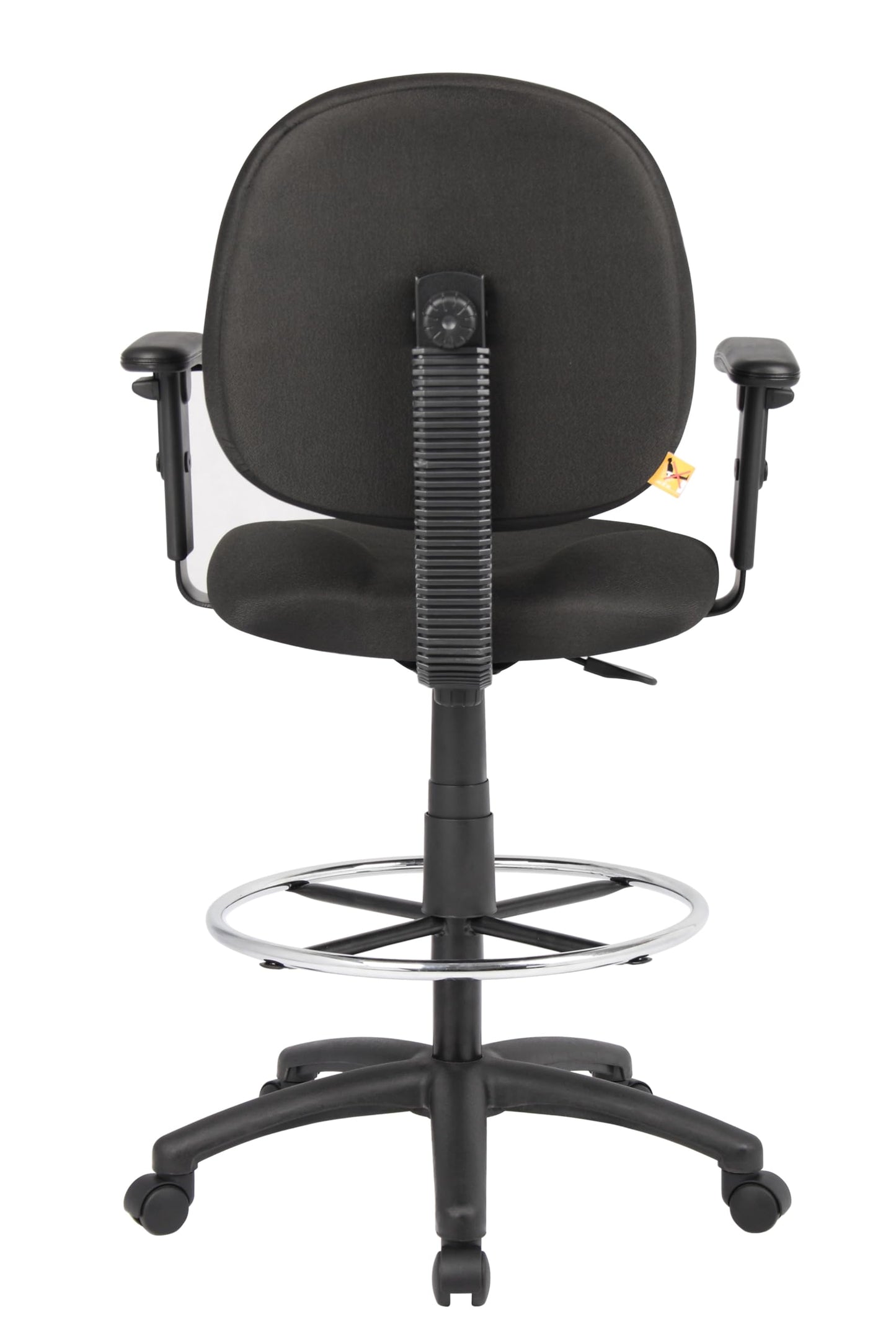 Boss Office Products B1691-BK Stand Up Fabric Drafting Stool with Adjustable Arms in Black