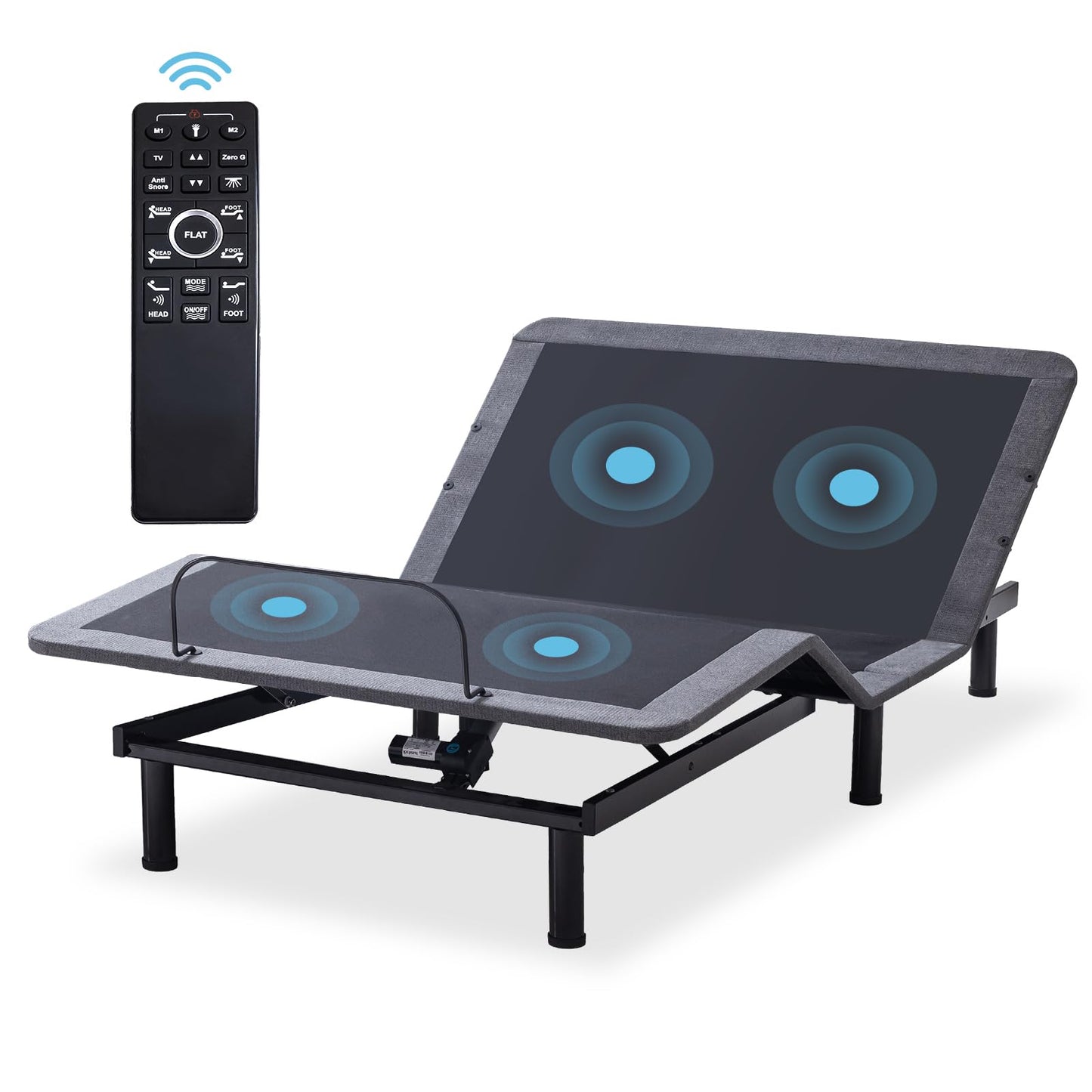 MUUEGM Adjustable Bed Frame Base Twin XL Massage,Wireless Remote Control,Ergonomic Electric Head and Foot Incline,Zero Gravity,Anti-Snore,USB Ports,Easy Assembly,Under-Bed Nightlight,Memory Pre-Sets