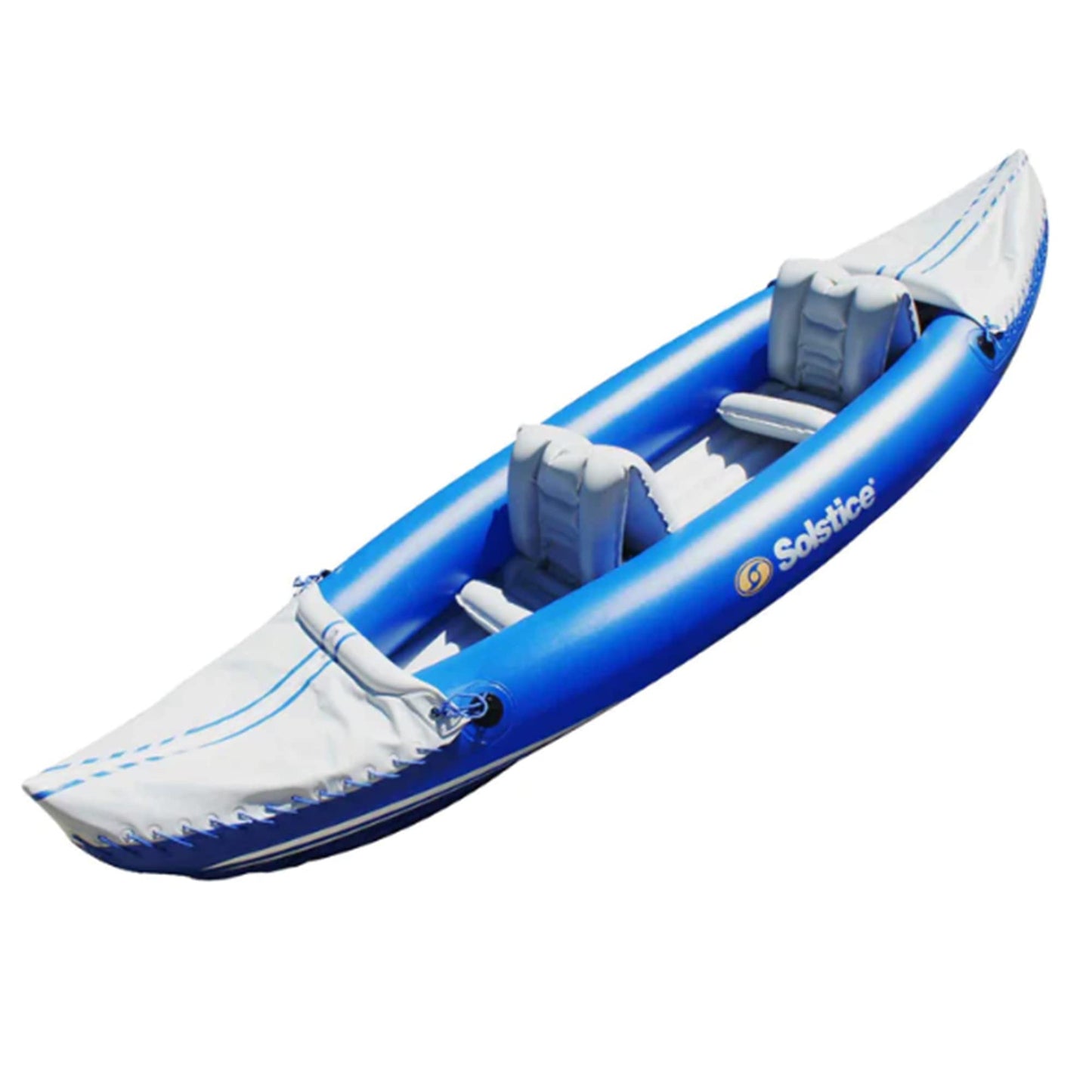 SOLSTICE Inflatable Kayak Boat – Durable, Portable & Adventure-Ready, Heavy Duty PVC – 2 Blow Up Seats & Spray Skirt, 1-2 Person Tandem, Rogue, Blue, 10'6"