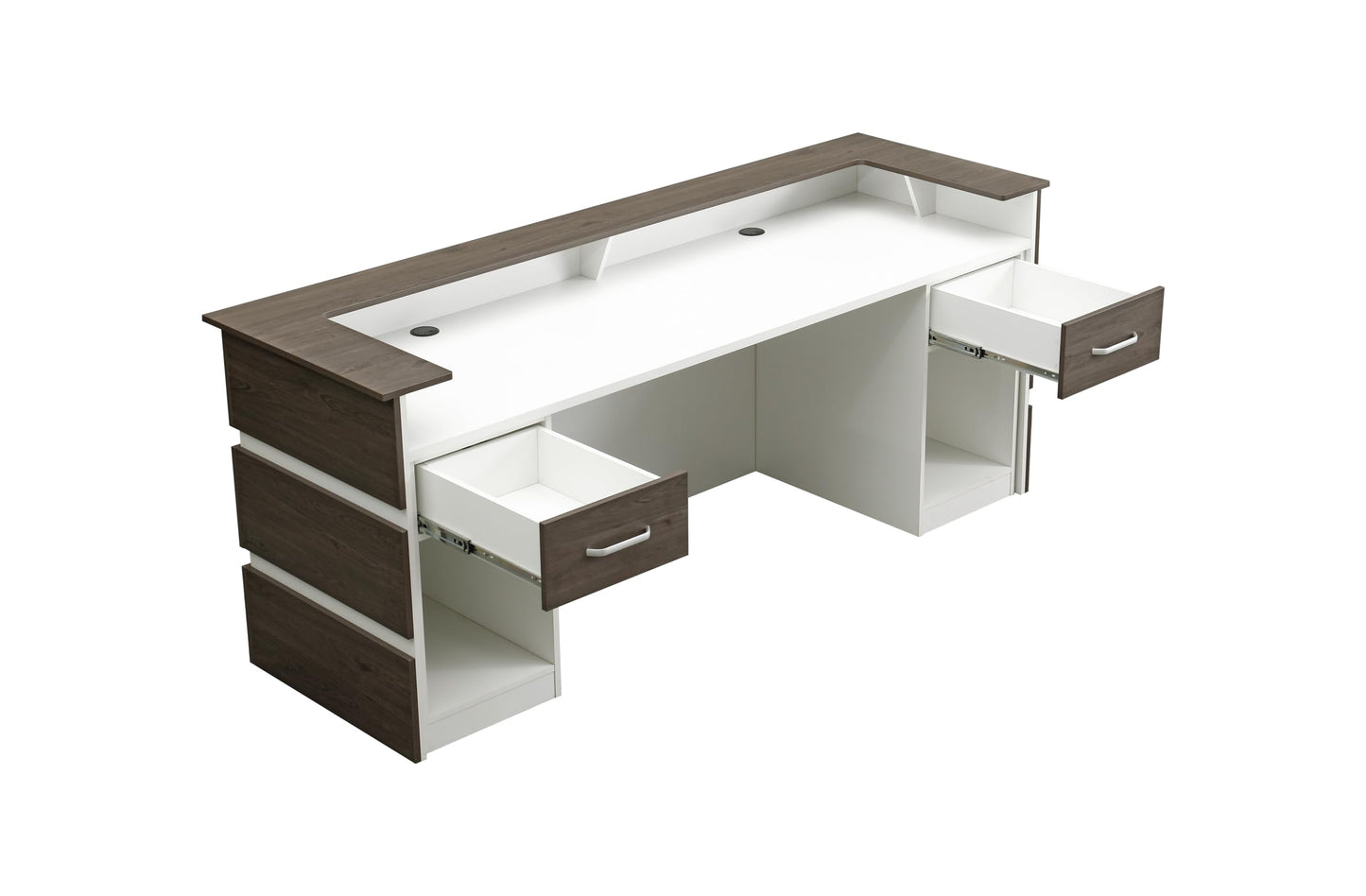 Mares 87" Wood Office Reception Desk Counter & Drawers w/Telescopic Rails & Chrome Handles | Cable Grommet Holes | Option to Add Logo | Front Table Furniture Nail Hair Beauty Salon Spa Restaurant