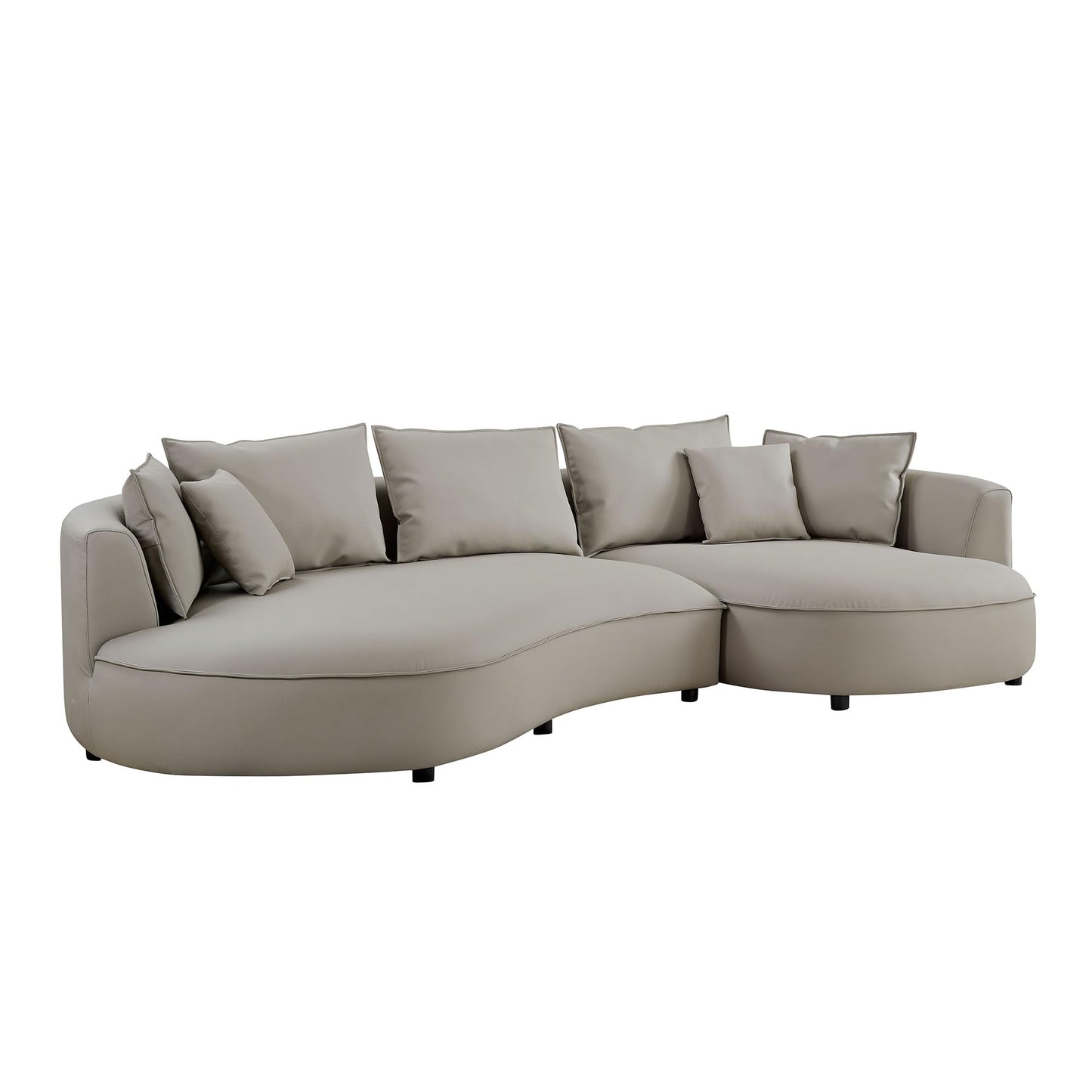 Luxury Right Facing Cloud Couch Oversized 6 Seats Curved Sectional Sofa, Modern Eco-Leather Upholstered Sofa Couch with Wide Lounge Chaise and 7 Pillows, Gorgeous Curved Sofa&Couch for Living Room