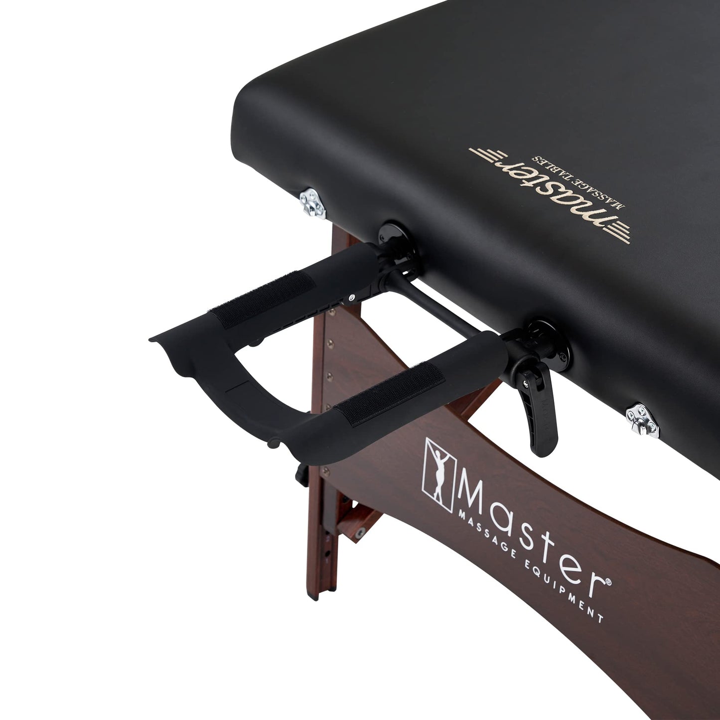 Master Massage Newport Portable Massage Table Package with Denser 2.5" Cushion, Walnut Stained Hardwood, Steel Support Cables, Pillows & Accessories, Black, 30"