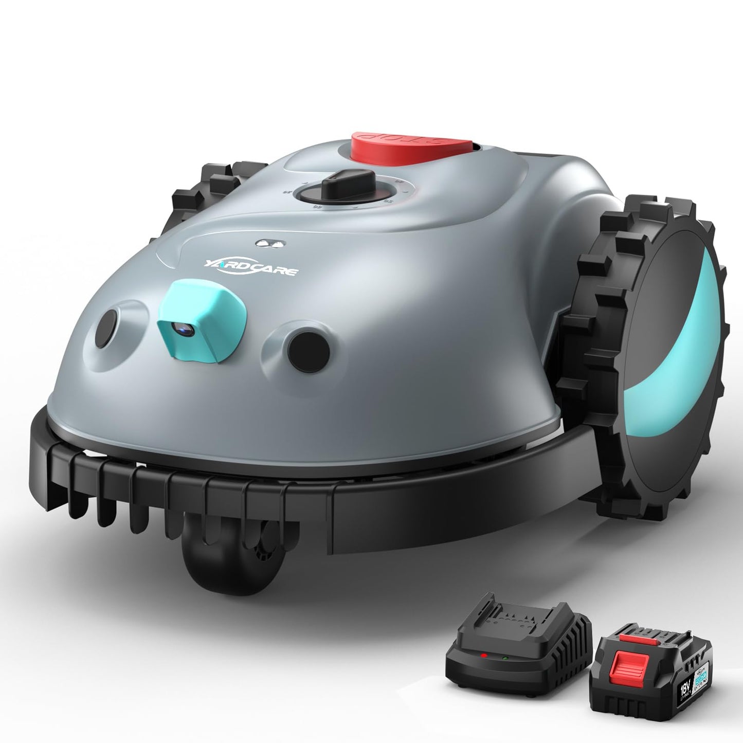 YARDCARE V100 Robotic Lawn Mower with Vision Navigation, Spot Spiral Mowing, Obstacle Avoidance, Adjustable Cutting Height, Low Noise, Ideal for Small Lawns