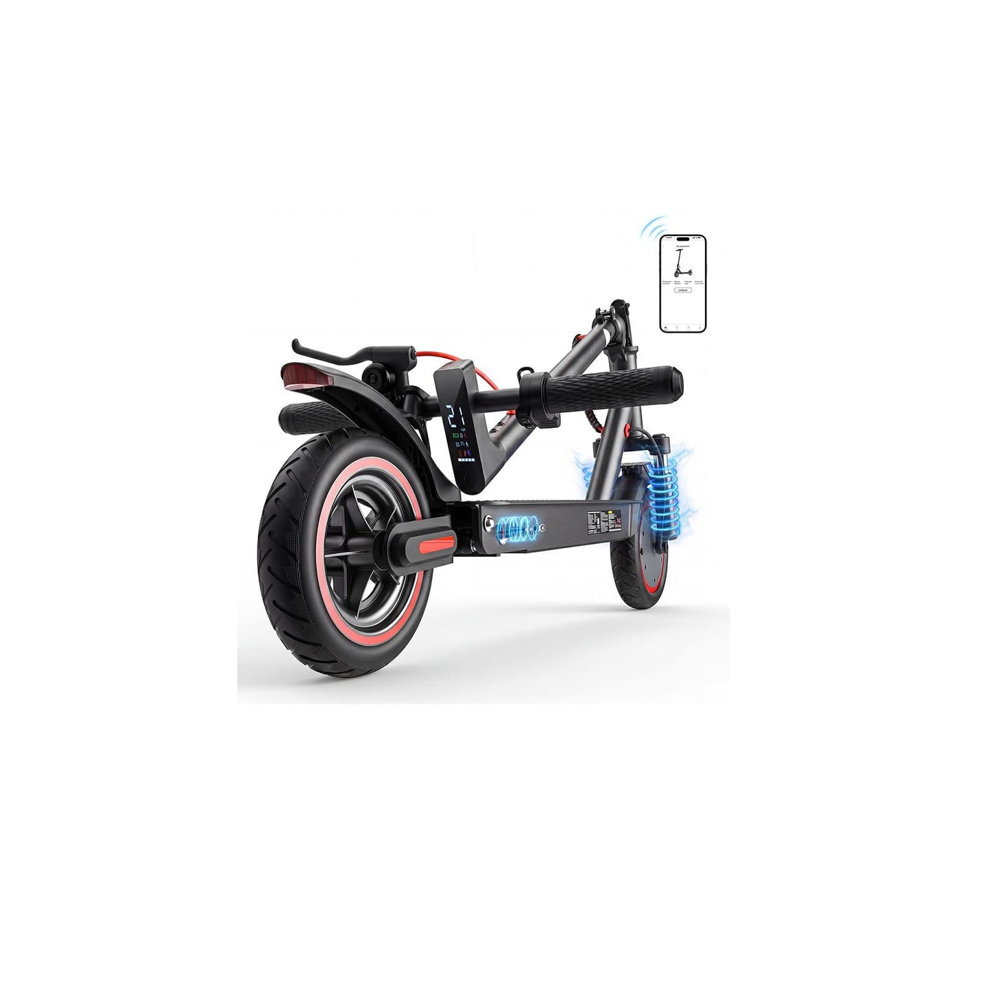 HopCycle Electric Scooters - Electric Scooter Adults, 1200W/1000W/500W Motor, 28/25/21/18 MPH Top Speed, 10''/8.5'' Tires, 28/25/23/21Miles, APP Control E Scooter for Teens Black Red