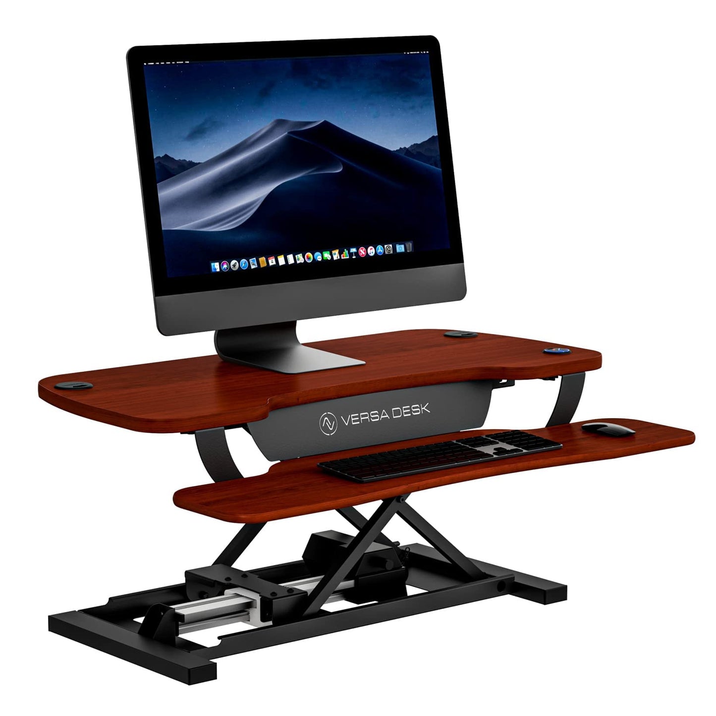 VERSADESK PowerPro 36 Inch Electric Standing Desk Converter – Push-Button Height Adjustable Sit to Stand Desk Riser for Dual Monitors & Laptop – Motorized Desktop Workstation with Wide Keyboard Tray