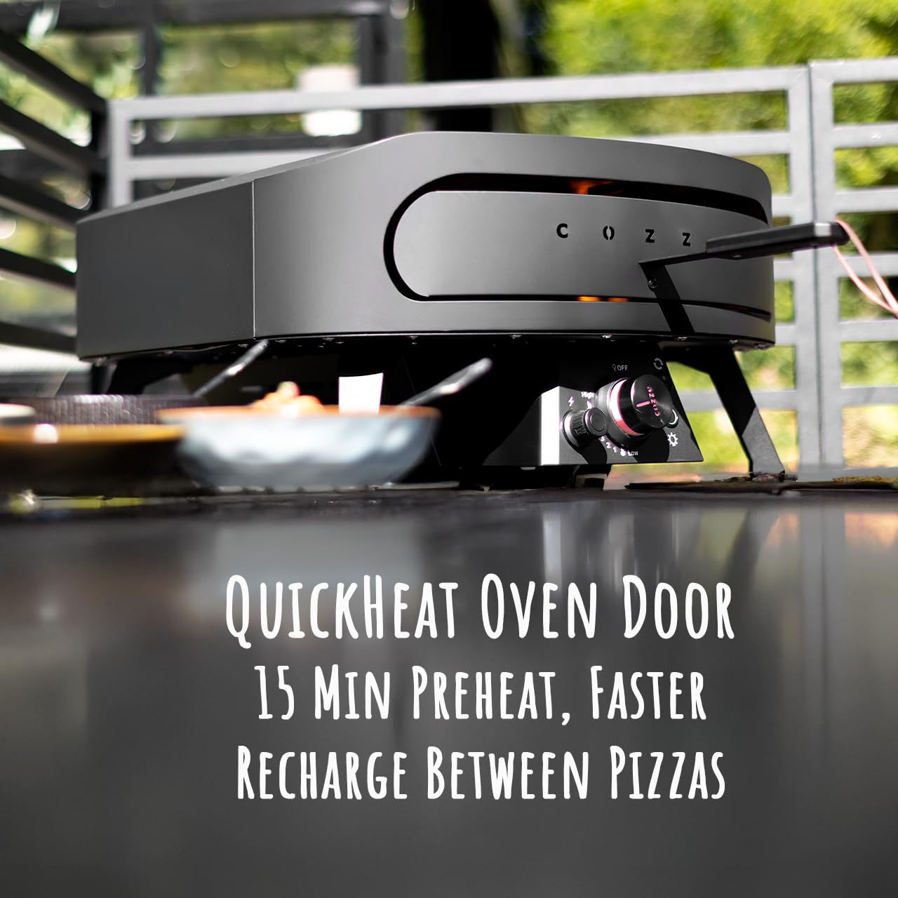 Cozze 17" Gas Pizza Oven with Rotating Pizza Stone for Easy Restaurant-Style Pizza at Home – Triple Burner, Built-In Thermometer, Fast 15-Min Preheat, Portable Outdoor Pizza Oven