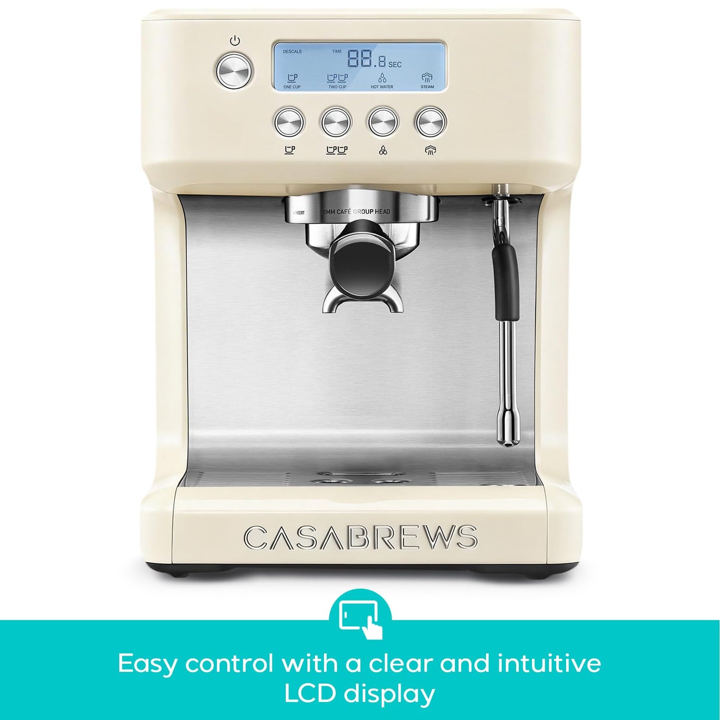 CASABREWS Ultra Espresso Machine with LCD Display, 20 Bar Espresso Maker with Powerful Milk Frother, Customizable Brewing Temperature, Barista-Level Latte and Cappuccino Machine for Home, Creamy