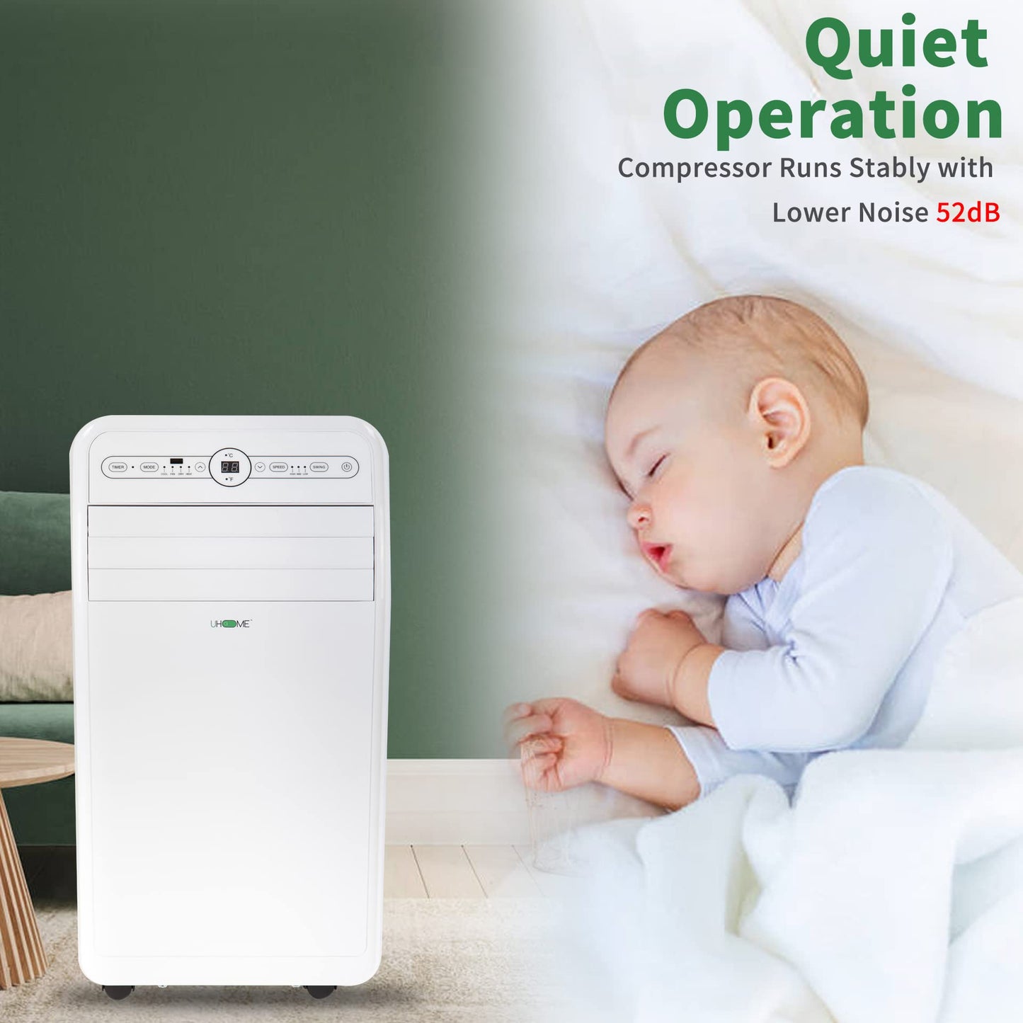 Uhome 12000 BTU Portable Air Conditioner w/Heater up to 450 Sq. Ft, Ac Heater Combo Window Unit, Portable AC Unit with Dehumidifier & Fan, Cools & Heats,Remote Control and Window Kit Included,White