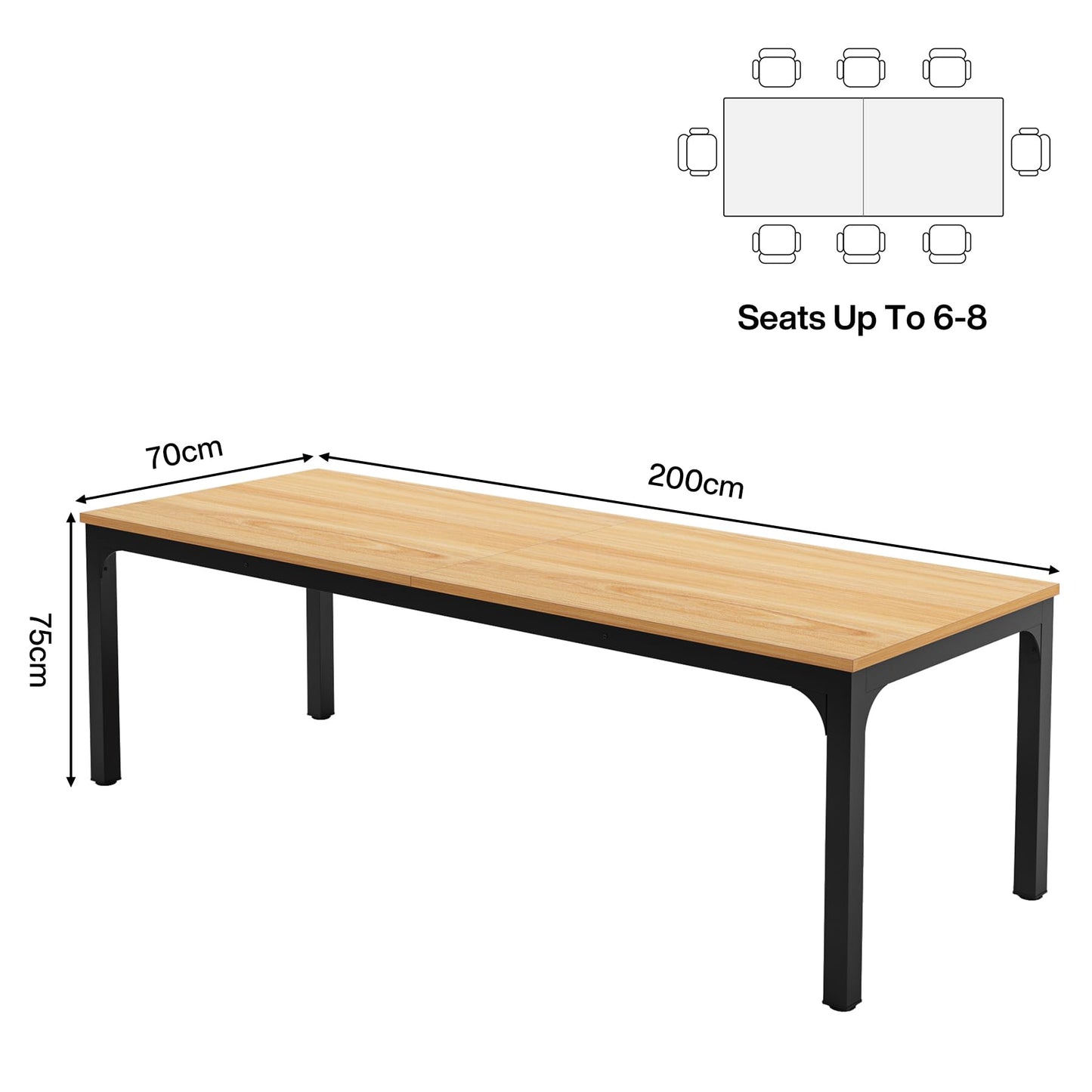 Tribesigns 6.5FT Conference Table, 78.7 Inche Rectangle Meeting Seminar Table, Large Business Tables for 6-8 People (Only Table)