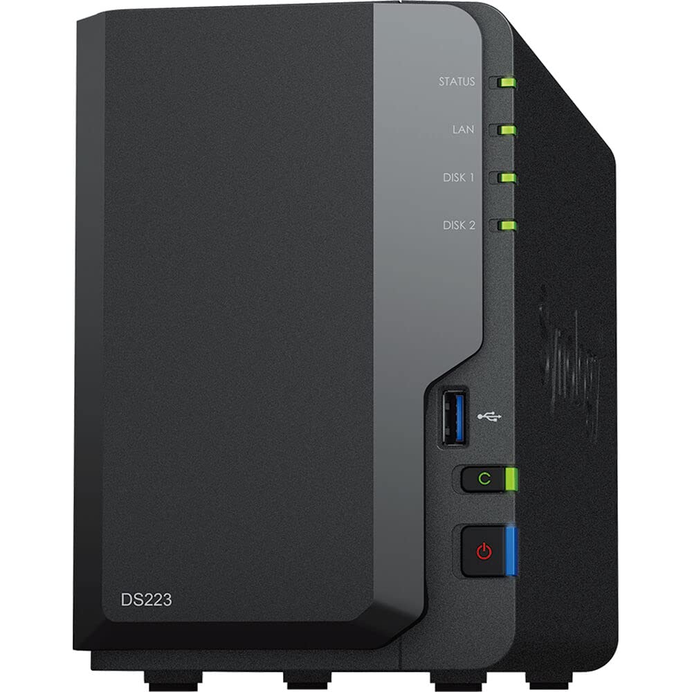 Synology DiskStation DS223 NAS Server with RTD1619B 1.7GHz CPU, 2GB Memory, 16TB HDD Storage, 1 x 1GbE LAN Port, DSM Operating System