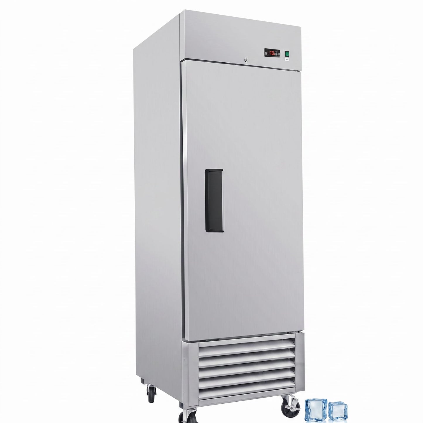 27" Commercial Upright Reach-In Freezer, 23 Cu.ft Stainless Steel, Digital Control, Auto Defrost, 3 Adjustable Shelves, LED Light for Small Restaurant, Bar, Deli, Bakery, ETL DOE NSF Certified