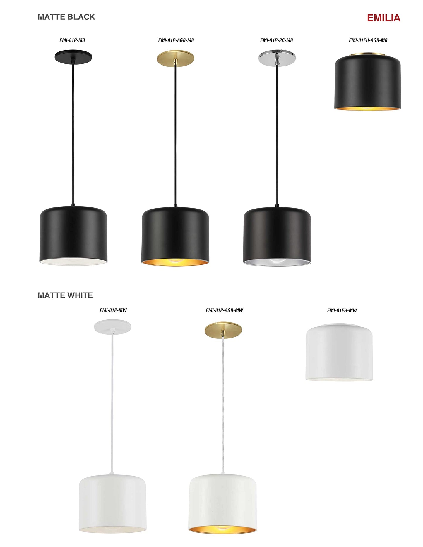 Dainolite EMI-81FH Emilia Flush Mount Ceiling Light Fixture, Dimmable, 8in , Brass and Gold Metal Shade