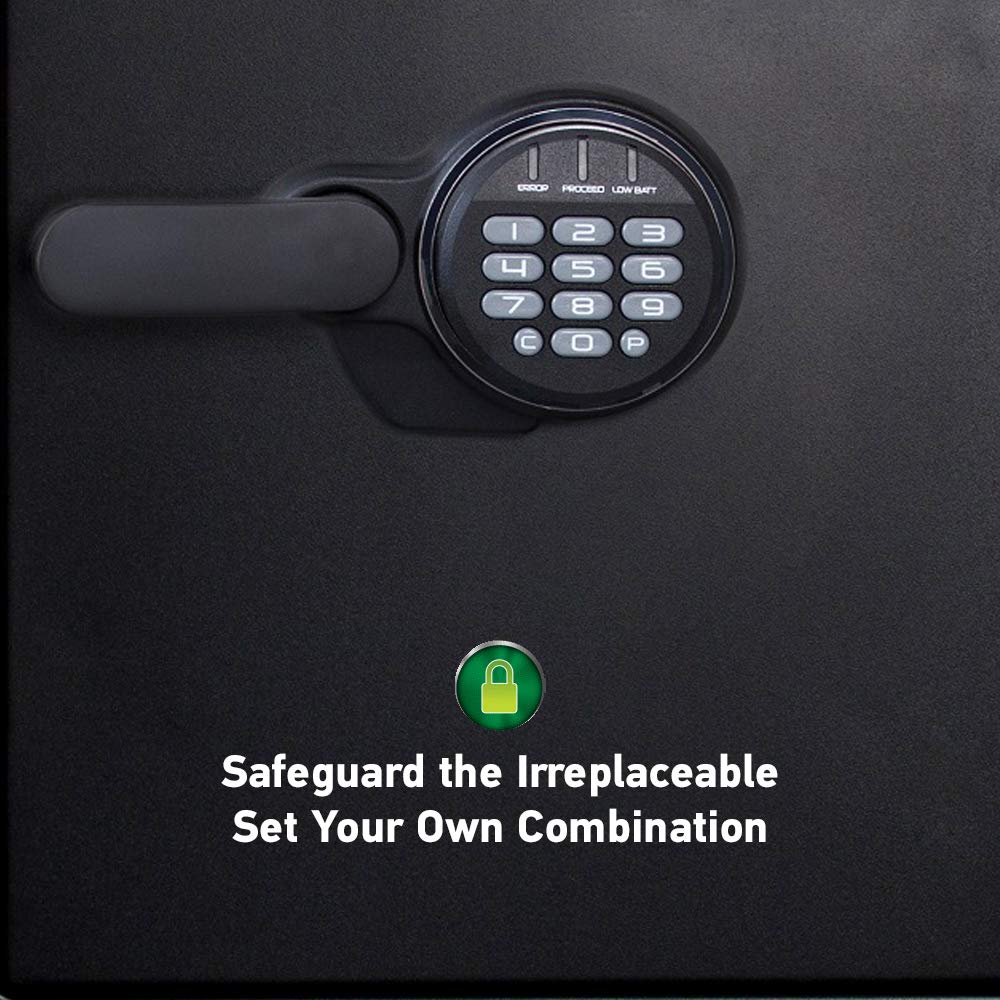 SentrySafe Fireproof and Waterproof Black Steel Home Safe with Digital Keypad Lock and Organization Trays for Money, Documents, 1.23 Cubic Feet, SFW123EU