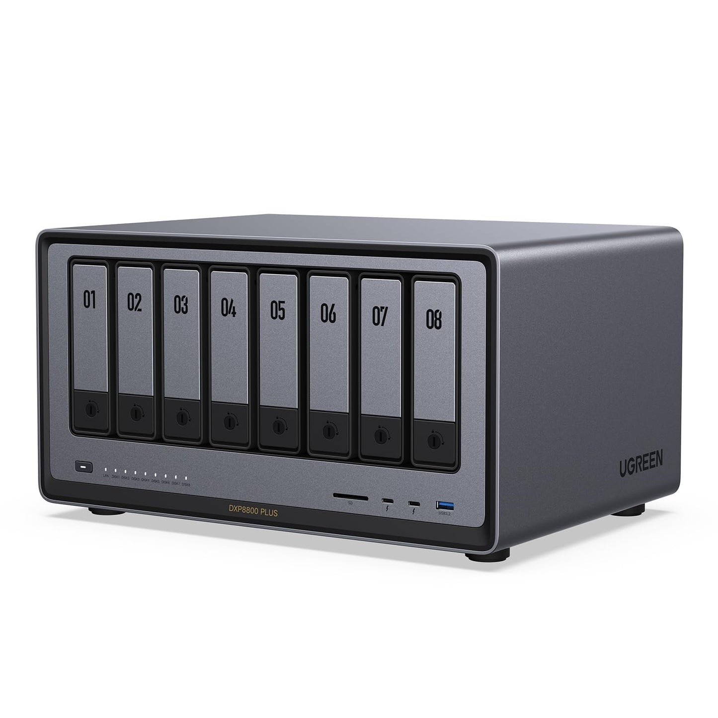 UGREEN NAS DXP8800 Plus 8-Bay Desktop NASync, Intel i5 1235u 10-Core CPU, 8GB DDR5 RAM, Bulit-in 128G SSD for System, 2*10GbE, 2*M.2 NVMe Slots, 8K HDMI, 2X TBT4, Network Attached Storage (Diskless)