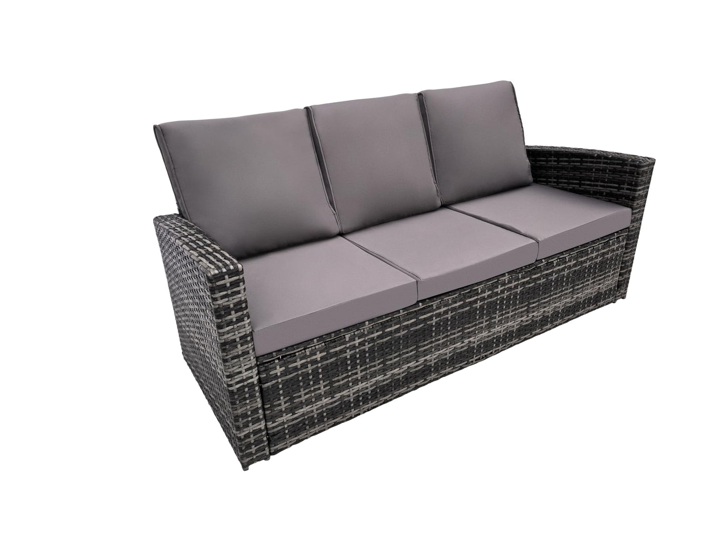 KEIKI 6Pcs Outdoor Patio Conversation Furniture Sets with Couch,Chair, Glass Coffee Table & Ottoman, PE Wicker Sectional Couch Sofa Seating with Thick Cushion for Backyard Lawn Poolside, All-Weather