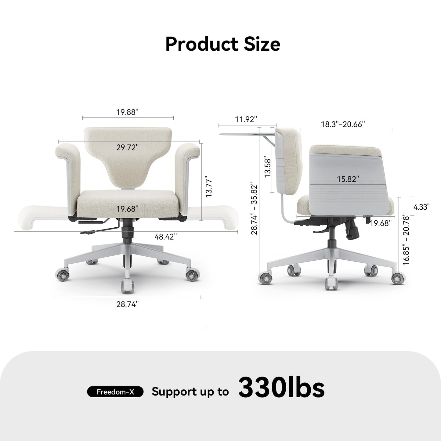 Newtral Freedom-X Criss Cross Chair with Wheels & Amrests- Cross Legged Office Chair with Laptop Tray, Multi-Position Recliner Chair, Adjustable Ergonomic Chair, Relax, Work from Home