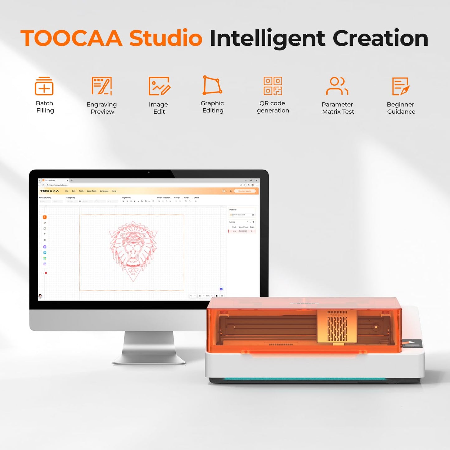 TOOCAA NOVA 20W Smart AI Laser Engraver & Cutter, Fully Enclosed Class 1 Safety, 5MP AI Positioning Camera & Auto Focus, 360° Rotary & Air Assist, Dual-Channel Exhaust for Cleaner Cuts & Less Smoke