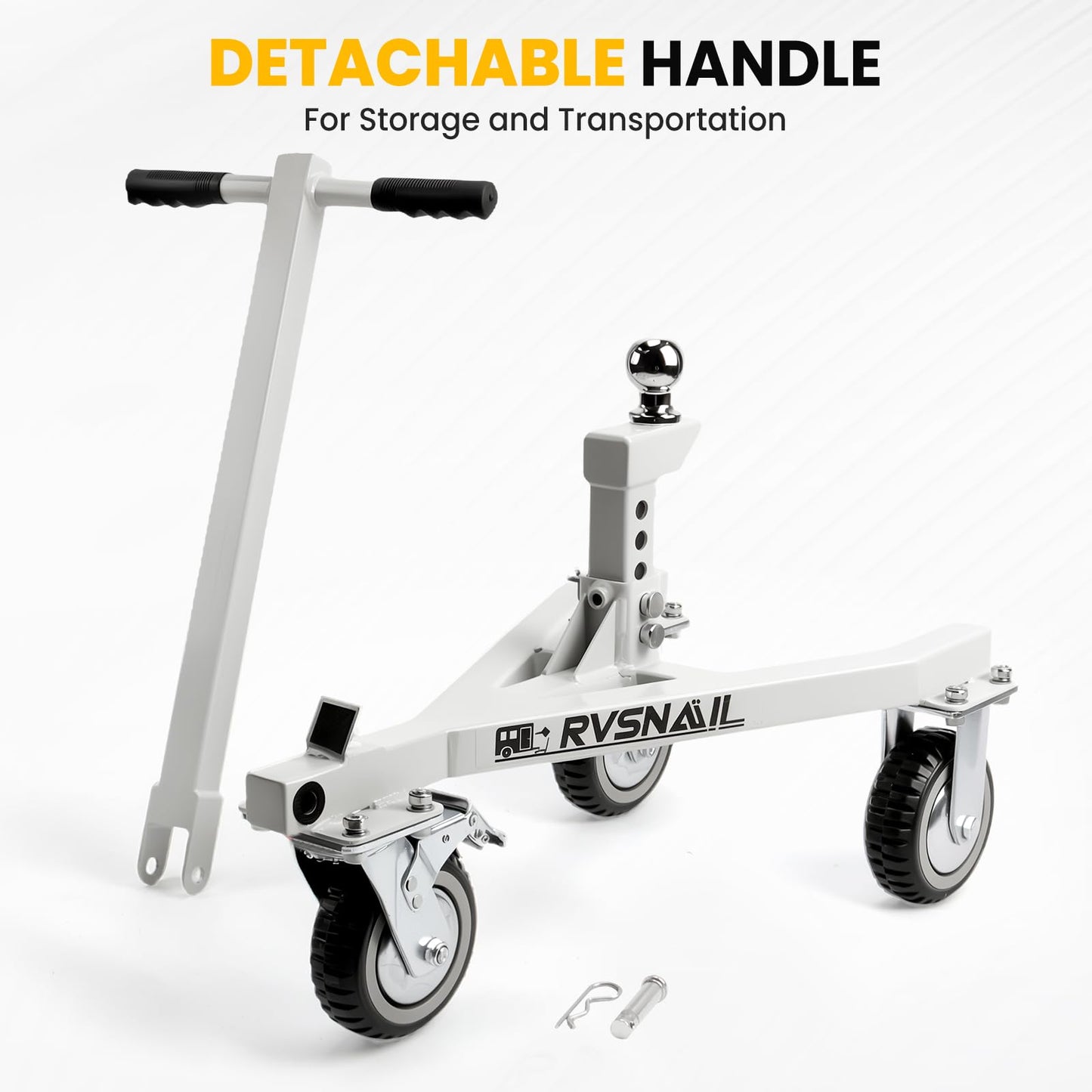 RVSNAIL Trailer Dolly-Heavy Duty Trailer Mover Supports 20,000 lbs Load & 3,500 lb Max Tongue Weight, Universal Fit for RV, Boat, Camper, Jet Ski, Motorcycle, Includes 2" & 2-5/16" Receiving Tongues