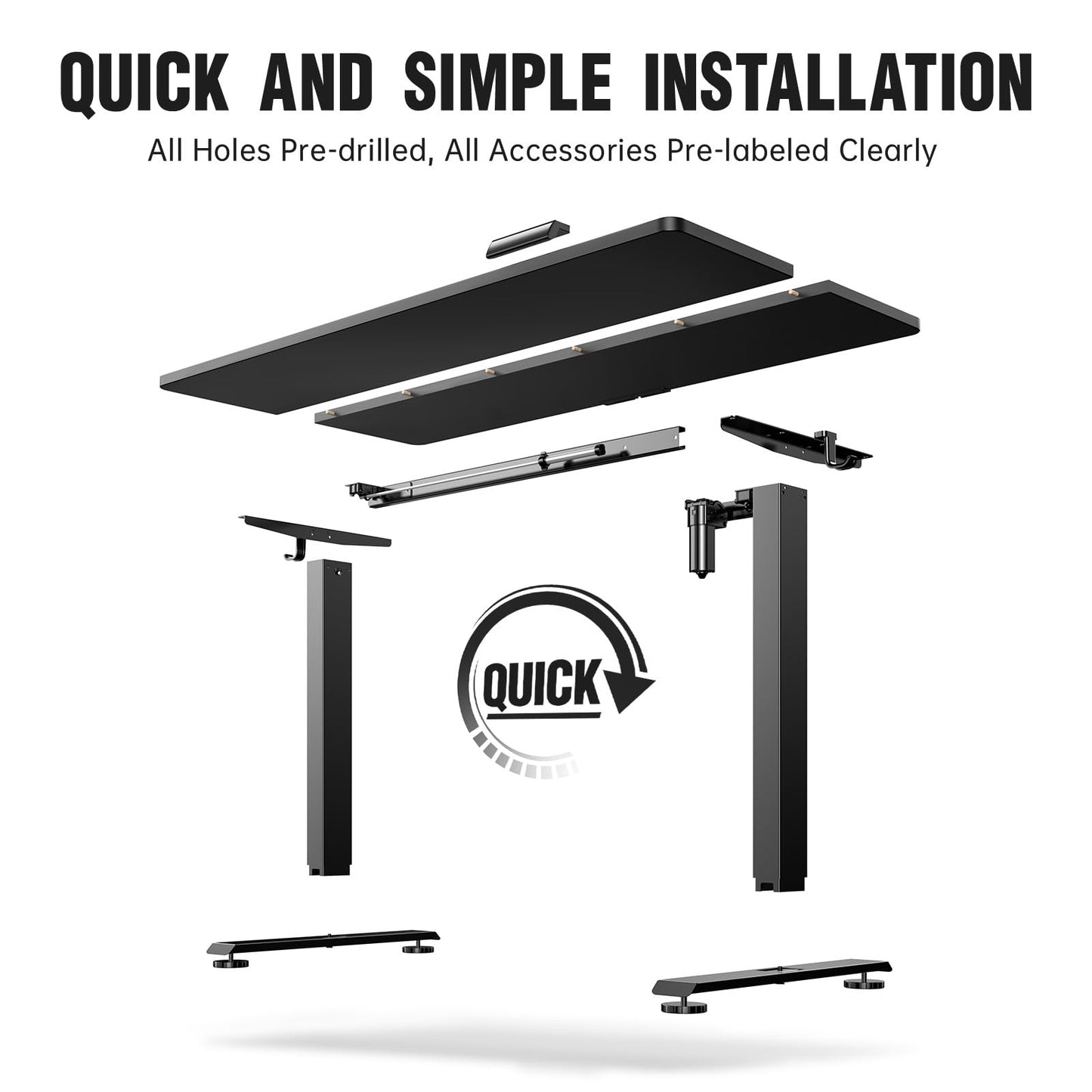 Veken 63x23.6 Inch Large Electric Standing Desk, Heights Adjustable,Sit to Stand Up, Work Home Office Computer Table for Walking Pad, Wooden Desktop Desks, Black