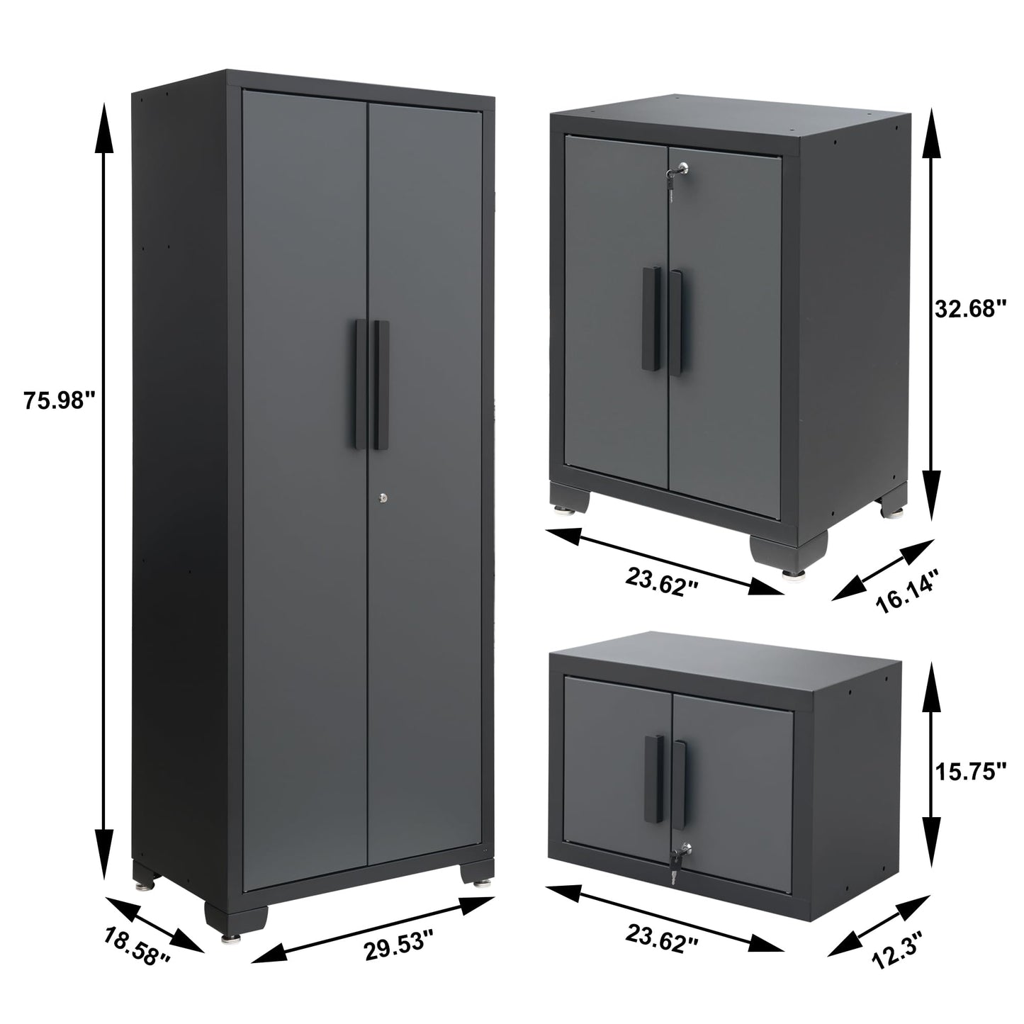Torin Garage Storage Cabinets System, 9 Piece Workshop Cabinet Set in Black