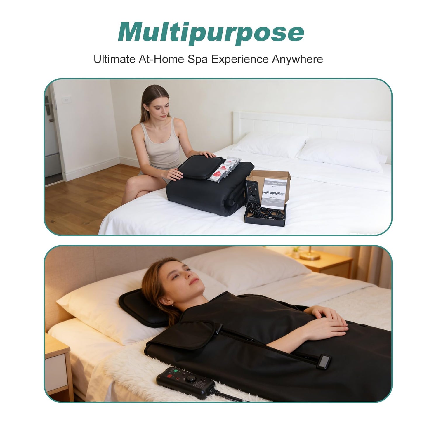 BTWS Infrared Sauna Blanket –Low EMF Safe with Support Pillow,Size 6 ft x 2.6 ft,Durable PU Leather Cover Detox & Relaxation at Home Adjustable Timer,5 Pcs Detox Bags,Gifts for Family