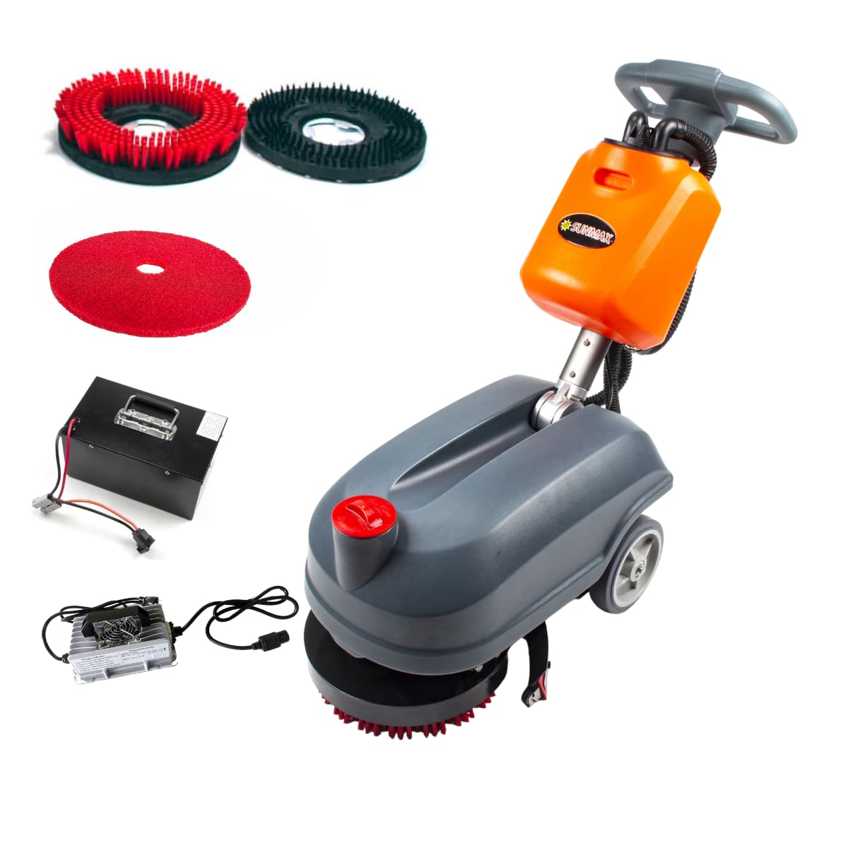 14" Commercial Compact Floor Scrubber Dryer Machine, 14500 sqft/h, 4-Gal Sewage Tank, 3.5 Hour Fast Charging Efficient Cleaning for Hard Floors | RT15+