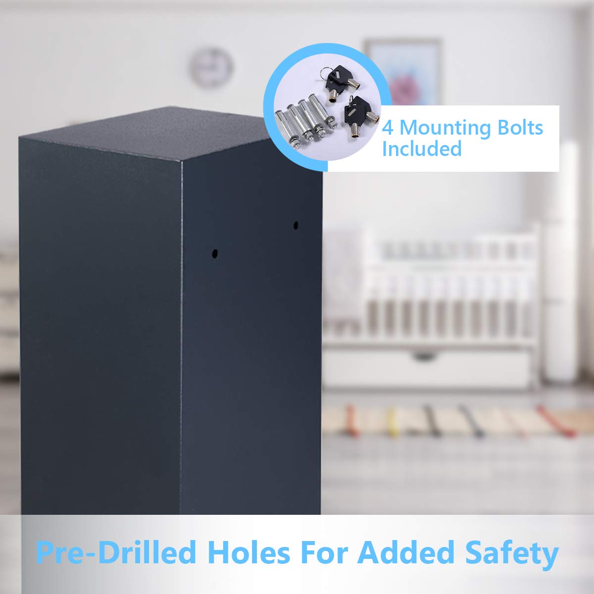 Casart Double Door Safe Box, Digital Safe Depository Drop Box with Keys for Home and Office, Security Lock Box for Gun, Cash and More