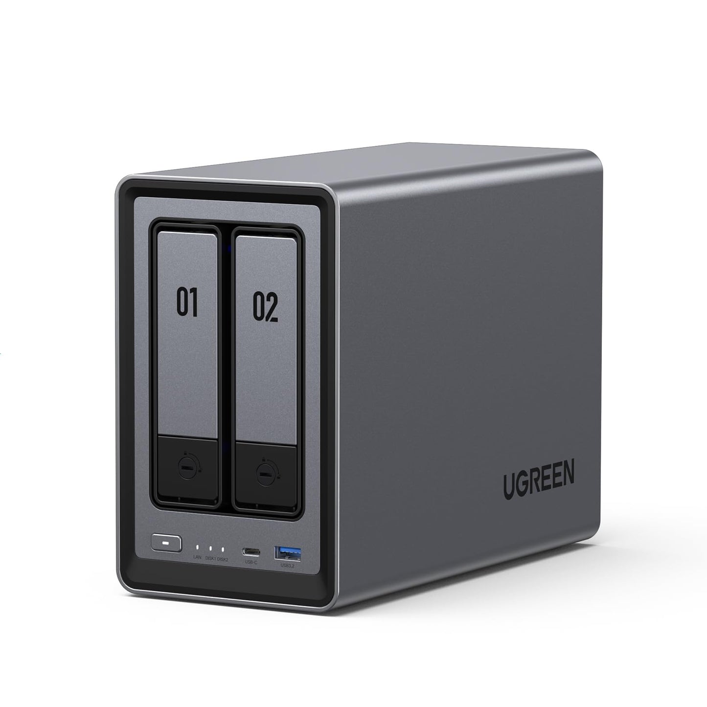 UGREEN NAS DXP2800 2-Bay Desktop Network Attached Storage, Intel N100 Quad-Core CPU, 8GB DDR5 RAM, 2.5GbE, 2X M.2 NVMe Slots, 4K HDMI, Ideal for Content Creators and Enthusiasts (Diskless)