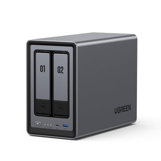UGREEN NAS DXP2800 2-Bay Desktop Network Attached Storage, Intel N100 Quad-Core CPU, 8GB DDR5 RAM, 2.5GbE, 2X M.2 NVMe Slots, 4K HDMI, Ideal for Content Creators and Enthusiasts (Diskless)
