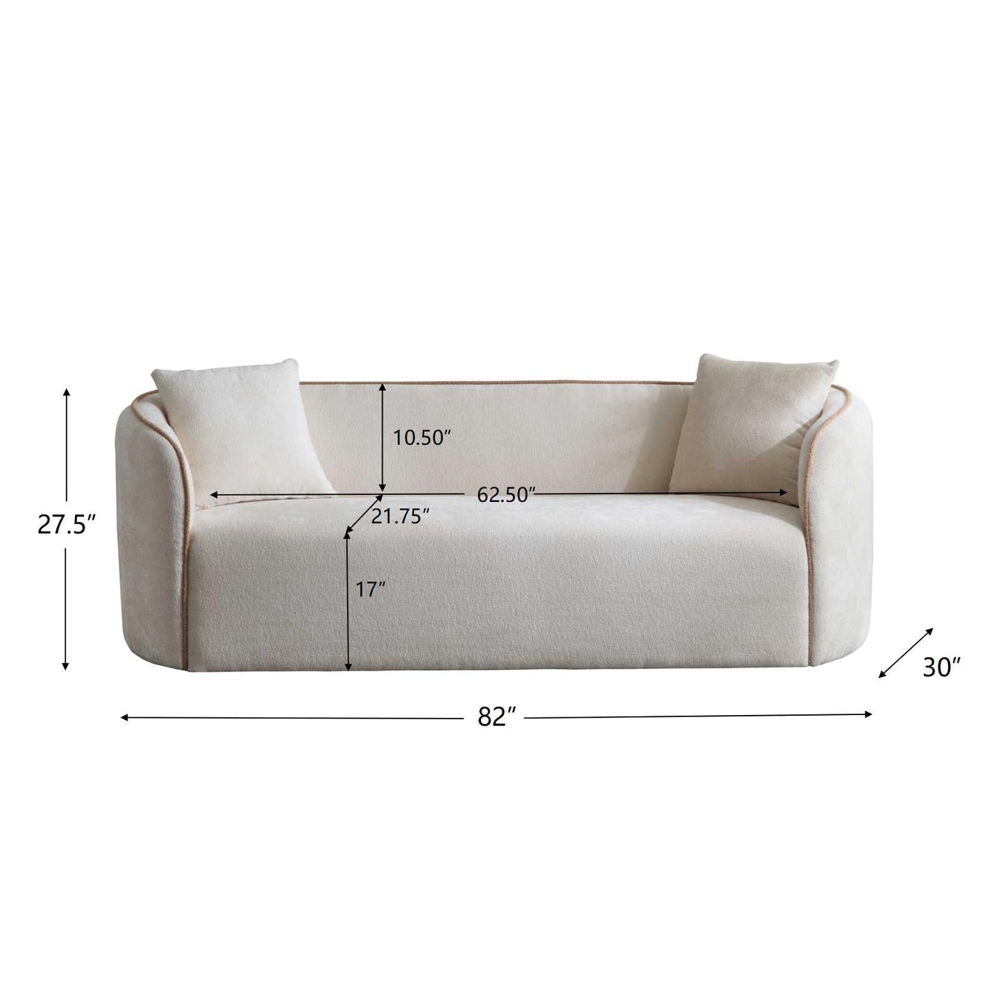Christopher Knight Home Audie Modern Minimalist Living Room Boucle Fabric Upholstered 3-Seater Sofa, Ergonomic Curved Lounge Couch Seating, Soft Padded Cushion,Wooden Frame,Bedroom/Home Office,Beige