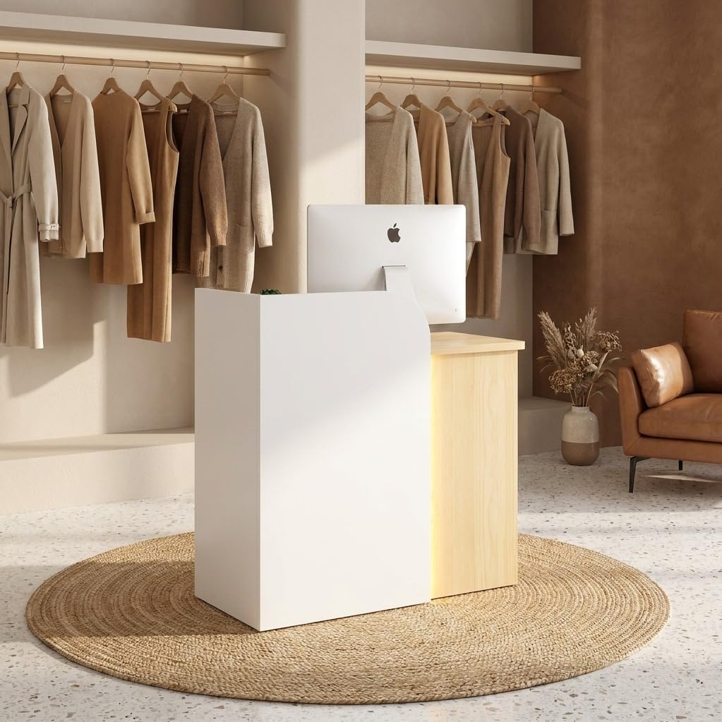 Laxodor 24'' Small Reception Desk with LED Lighting & Drawer