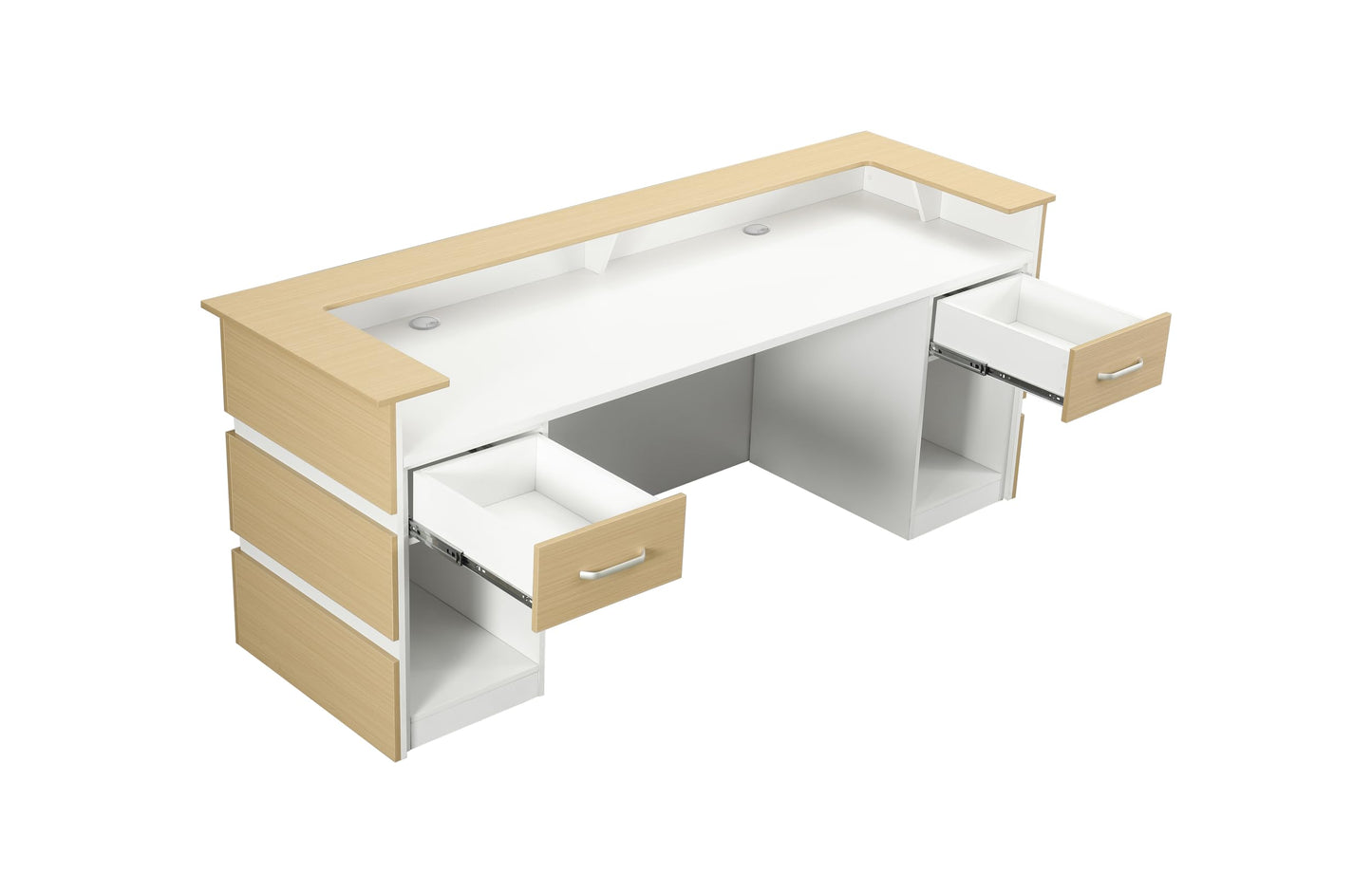 Mares 87" Wood Office Reception Desk Counter & Drawers w/Telescopic Rails & Chrome Handles | Cable Grommet Holes | Option to Add Logo | Front Table Furniture Nail Hair Beauty Salon Spa Restaurant